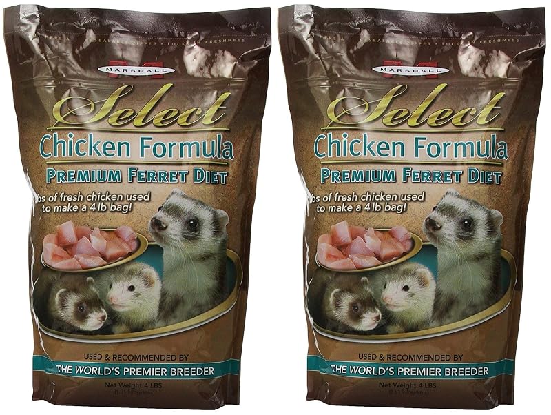 Ração para Furões Marshall Pet Products Select Chicken Formula com Frango, Pacote com 2 de aproximadamente 1,81 kg