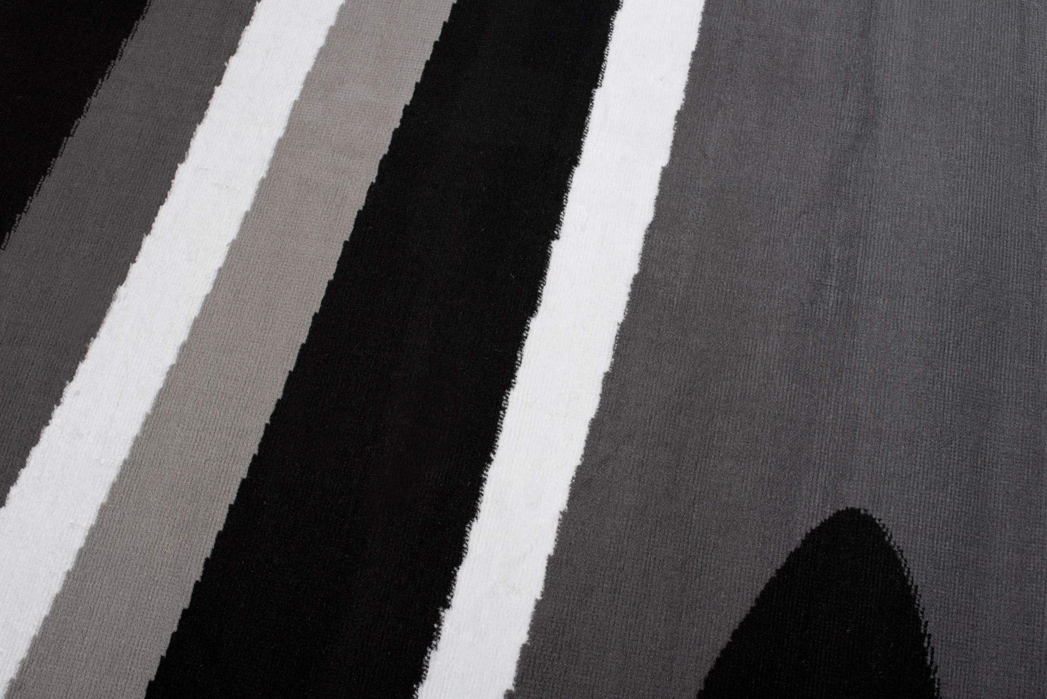 TAPISO Maya Teppich Kurzflor Grau Schwarz Streifen Gestreift 200 x 250 cm | Modern Design Weiß Wohnzimmer Schlafzimmer Büro oeko-tex