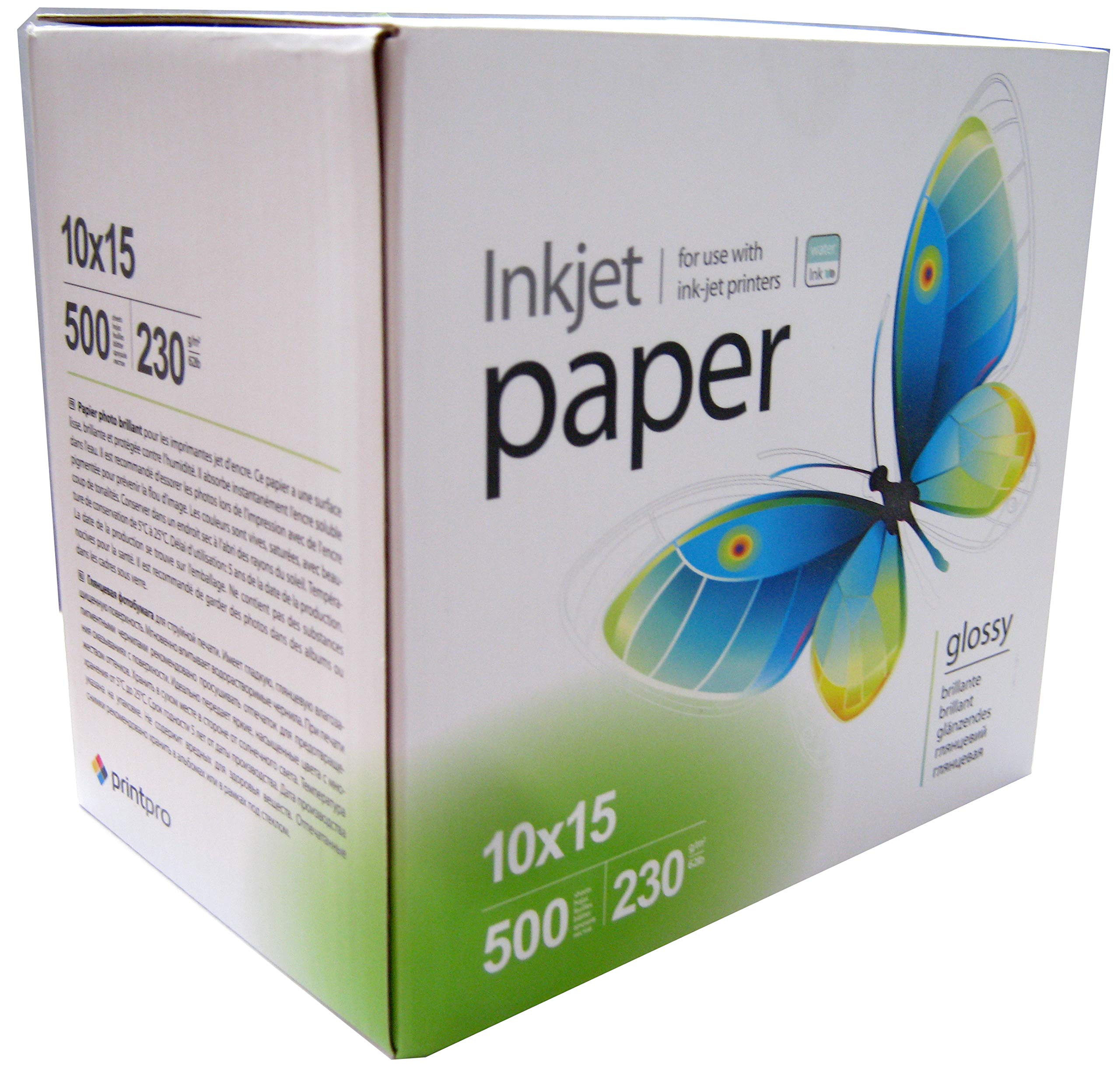 COLORWAY PrintPro Papier fotograficzny o wysokim połysku, 500 arkuszy, 10 x 15, 230 g/m², wodoodporny, do wszystkich drukarek atramentowych
