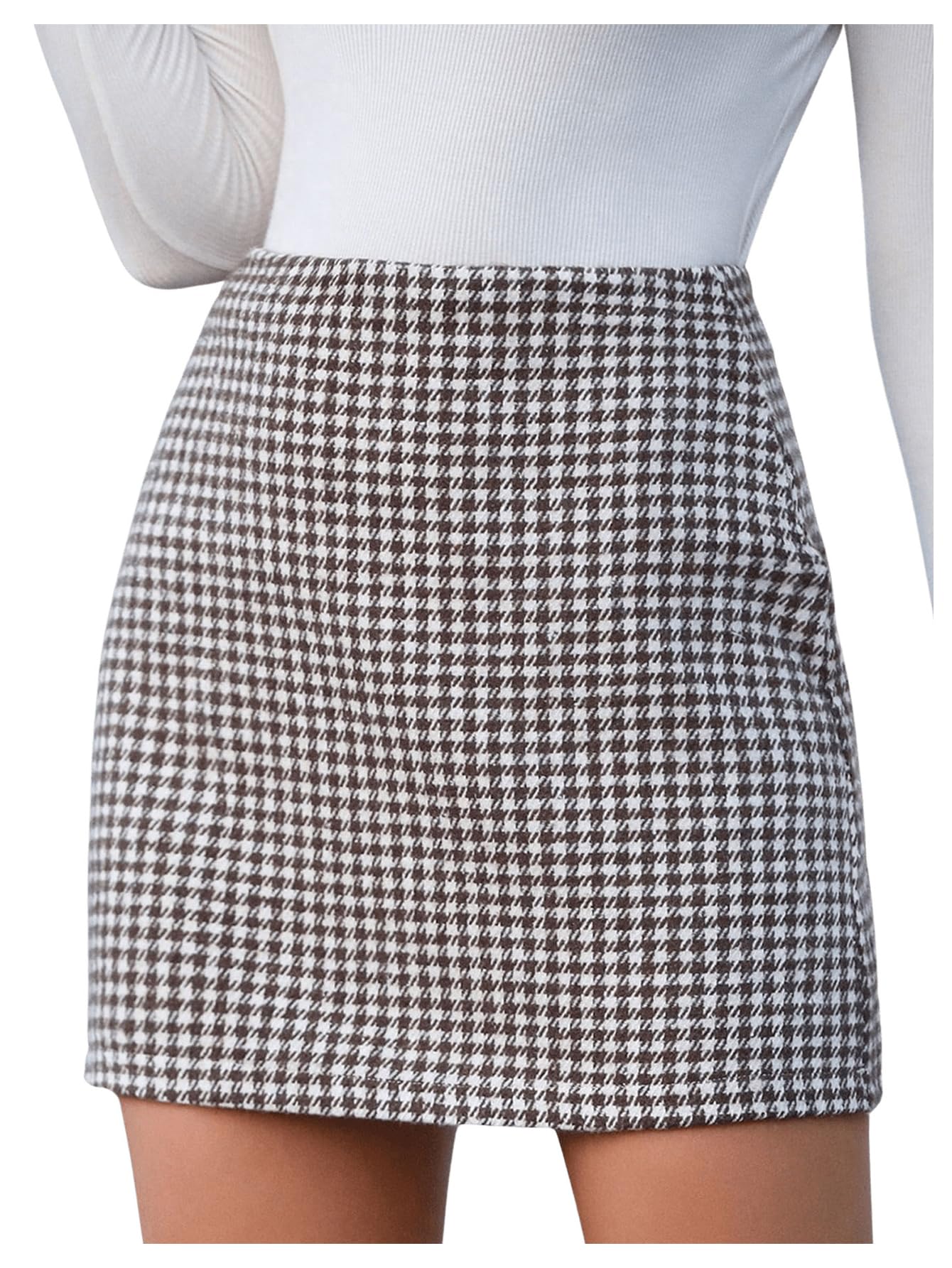 MakeMeChic Womens Plaid Mini Skirt High Waist Pencil Bodycon Short Fall Short Skirts