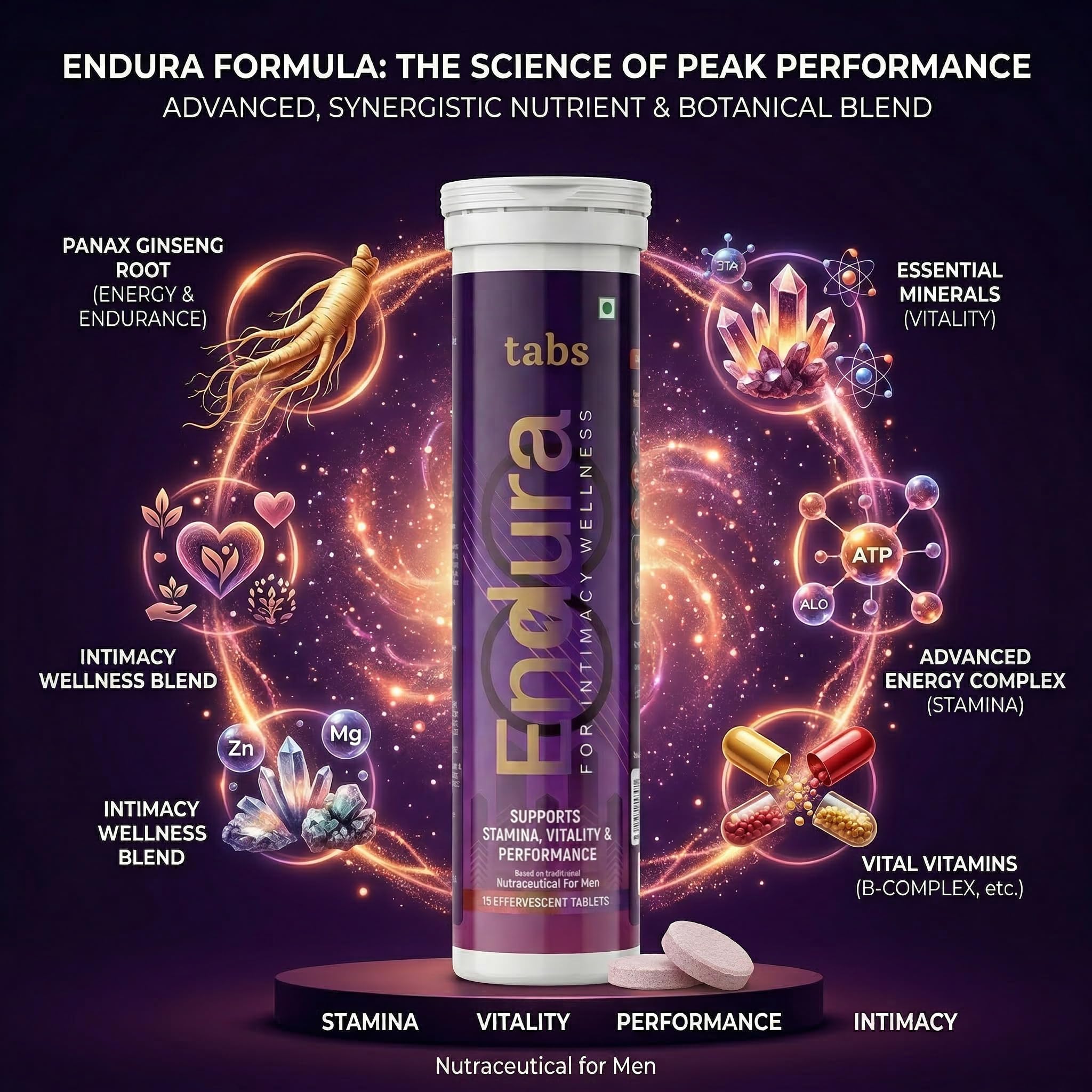 Tabs Endura Effervescent Tablets for Men | Stamina, Vitality & Performance Support | Fast Dissolving Energy Tablets | Portable Tube | Delicious Flavour | 15 Effervescent Tablets — Amazon image 6
