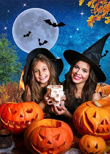 Miniatura 5 de Telón de fondo para fotografía de Halloween, 5 x 7 pies, luz de luna, calabaza, hojas caídas, para retratos, Halloween, baby shower, cumpleaños,