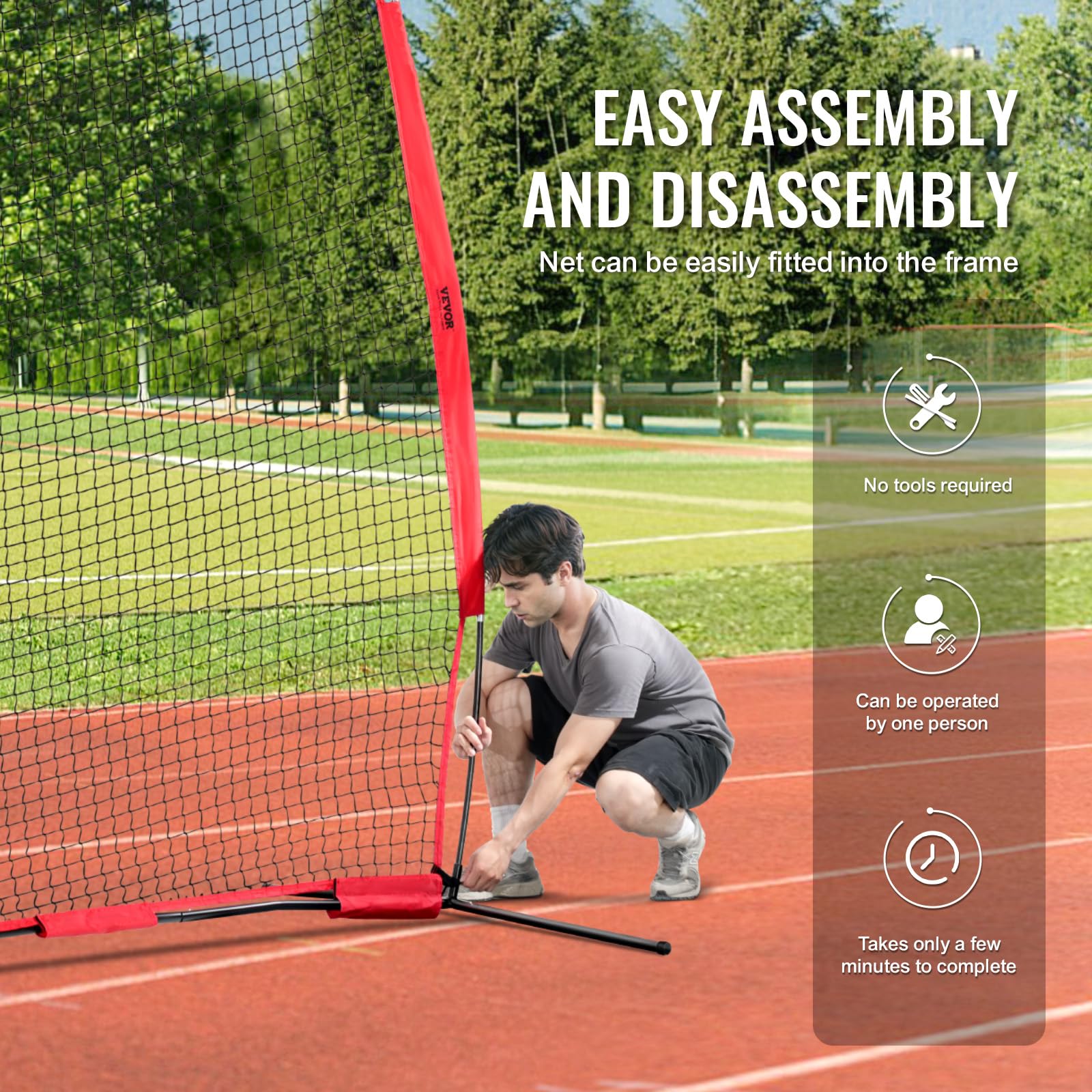 VEVOR Barricade Backstop Rete, Barriera sportiva per palloni, attrezzatura portatile per pratica con borsa per il trasporto, schermo di protezione per baseball, softball, lacrosse, calcio, hockey,