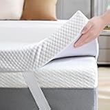 SINWEEK 3 Inch Gel Memory Foam Mattress Topper Queen Size, Ventilated High Density Pad for Back Pain, Bed Topper with Removable Soft Cover, CertiPUR-US Certified