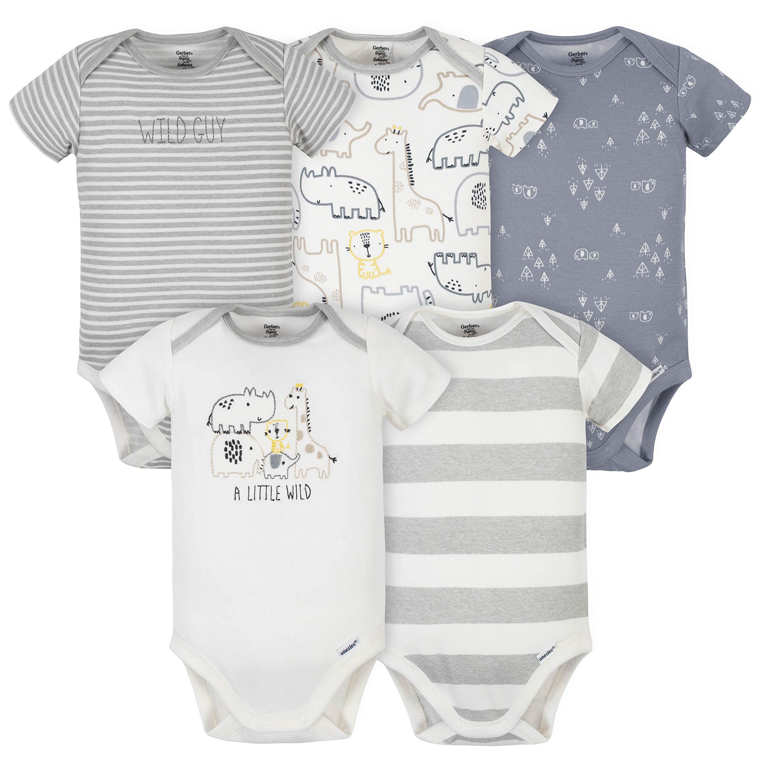 Gerber baby-boys 5-Pack Organic Short Sleeve Onesies Bodysuits Shirt