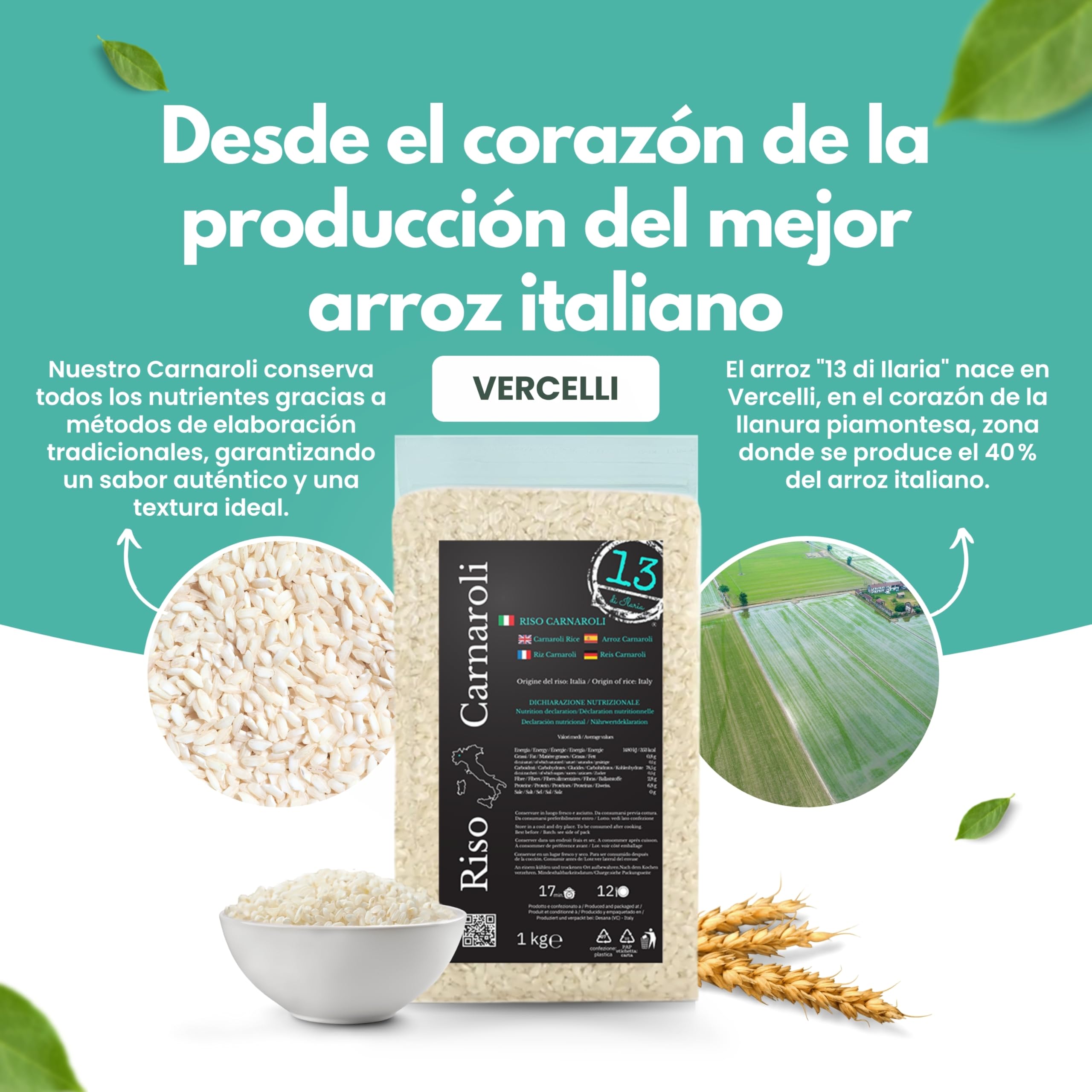 Arroz Carnaroli Italiano 2 kg (2x1 kg) – Ideal para Risotto