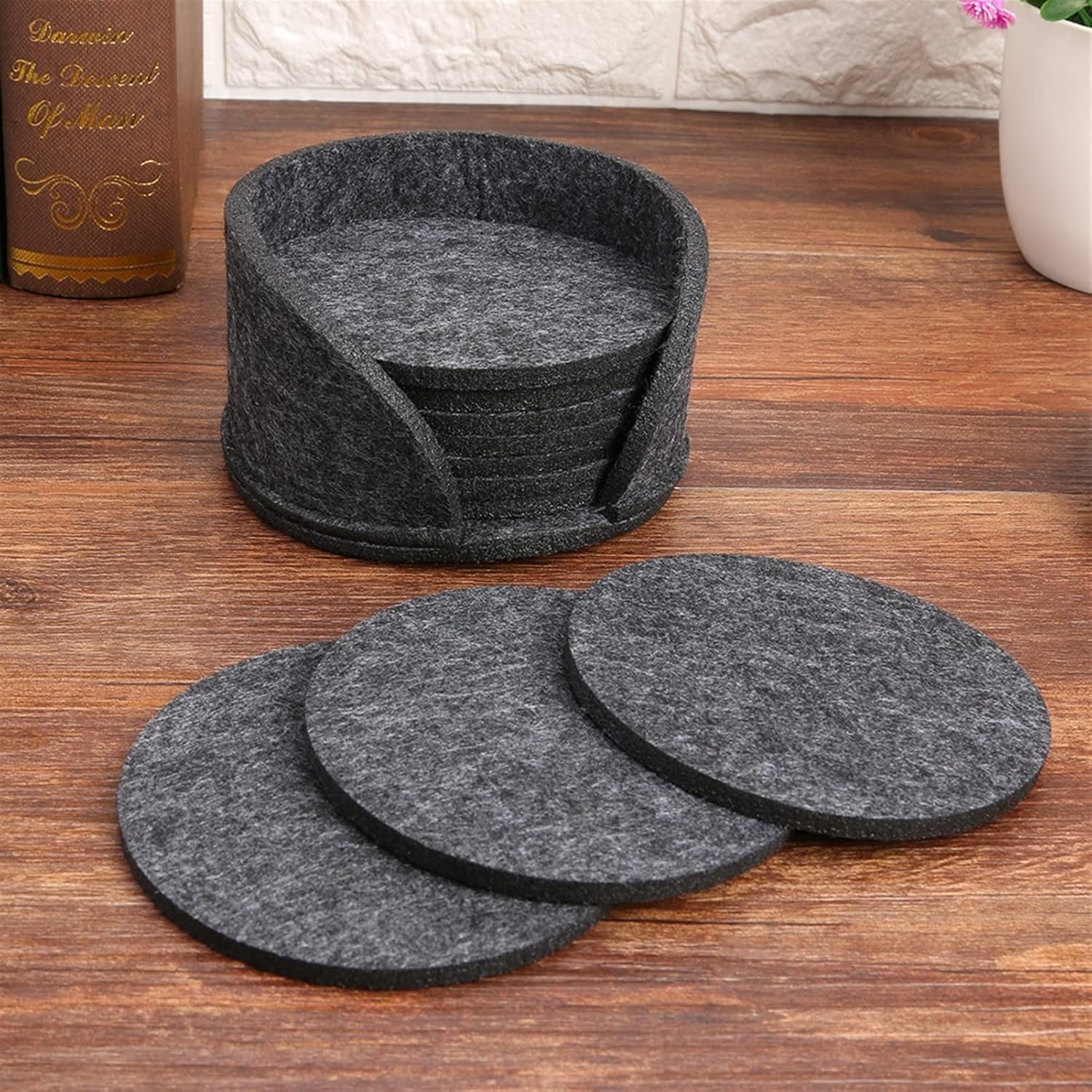 Coasters 10Pcs Round Felt Coaster Dining Table Protector Pad Heat Resistant Cup Mat Coffee Tea Hot Drink Mug Placemat Accessories Coasters for Drinks (Color : 4)