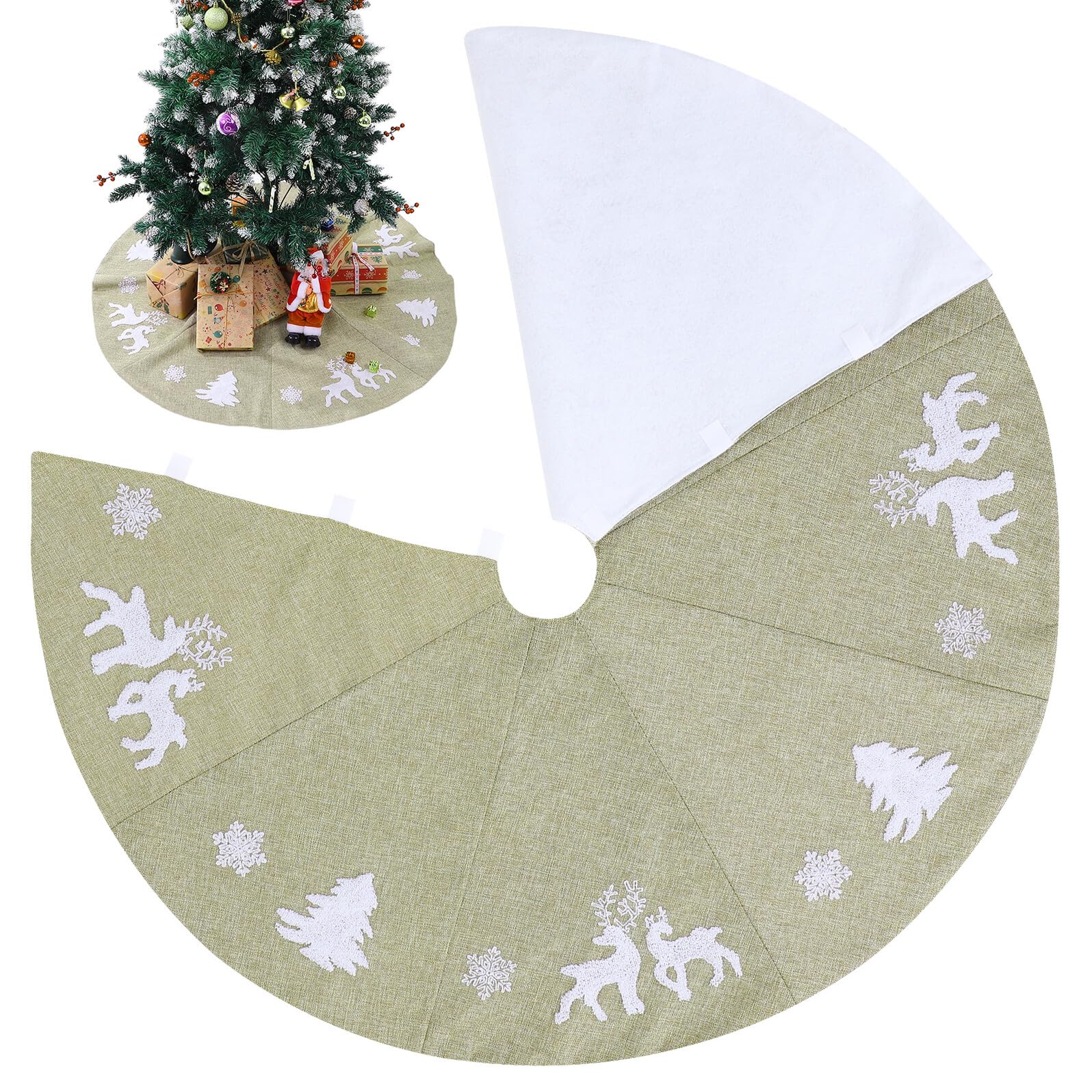 Gadpiparty 1pezzi Copri Base Albero Natale in Tessuto Spesso di Gonna Decorativa per Albero di Natale Stampa Classica e Adorabile Accessorio per Feste