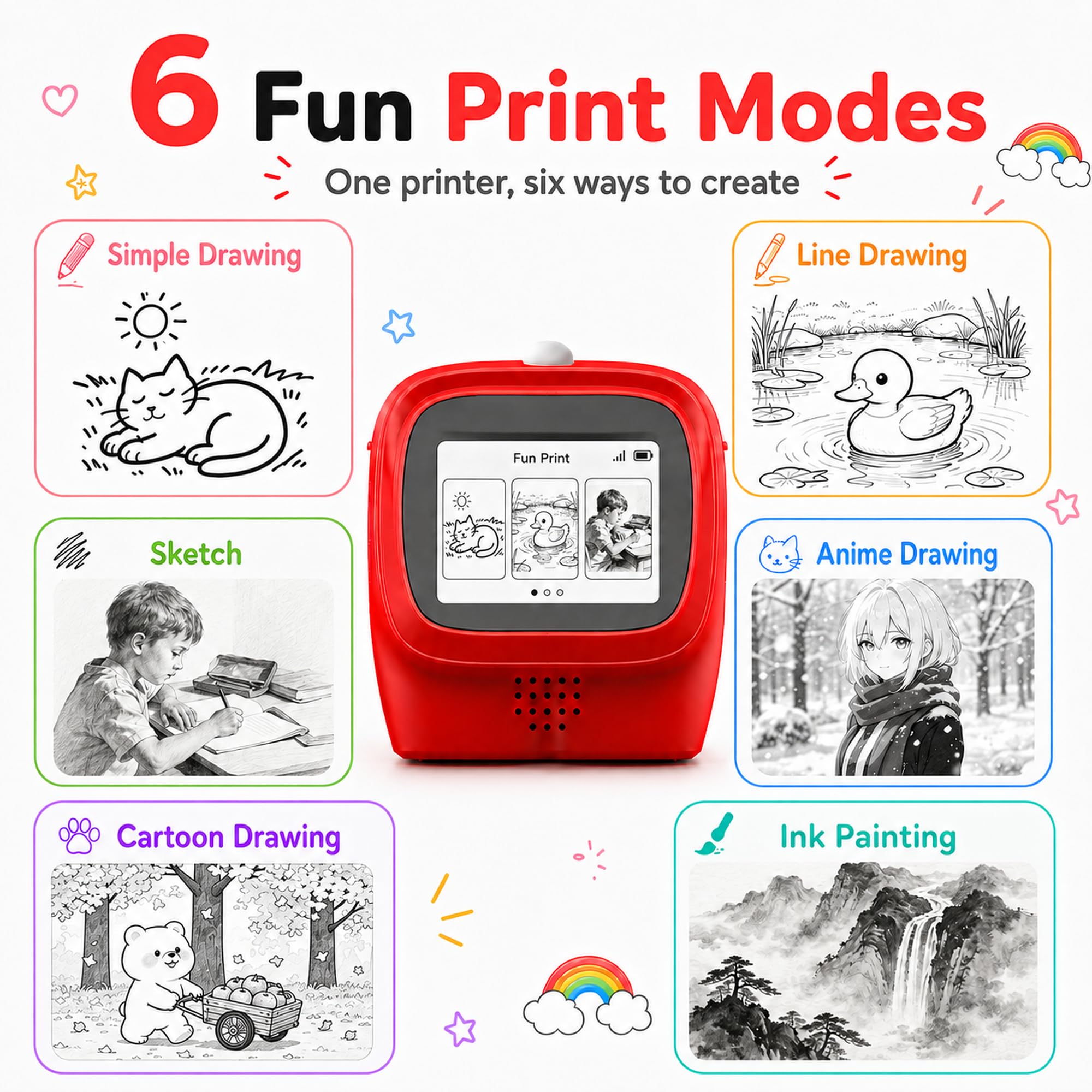 Mini Imprimante Photo Portable Thermique pour Enfants Assistant Vocal IA