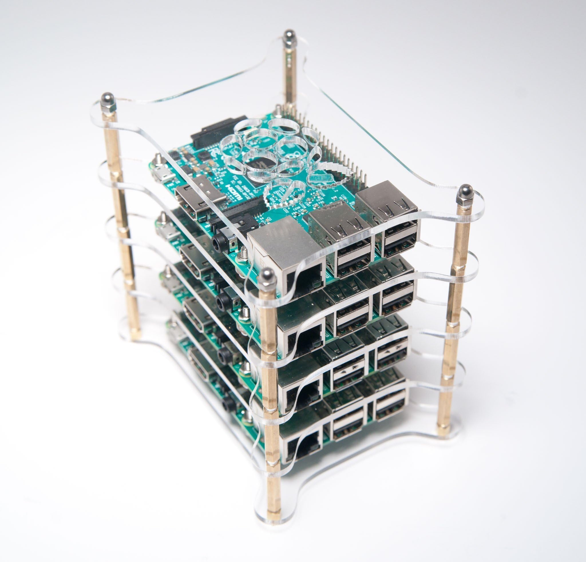 Raspberry Pi 3 - Four (4) Layer Complete Stackable Dog Bone Case - Clear Stack Enclosure - Fits Pi 3 2 3B 2B B+ - by Raspberry Vine