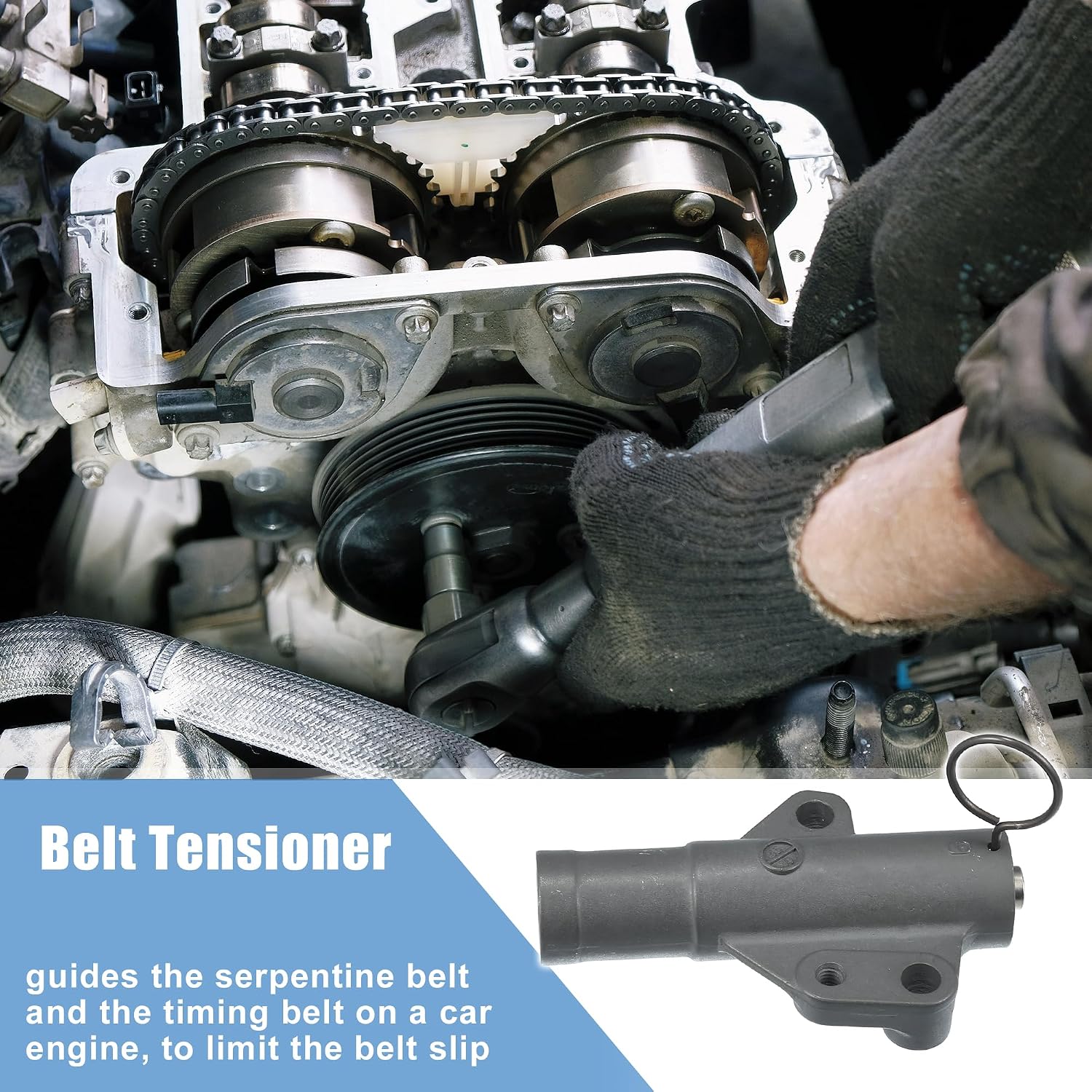 X AUTOHAUX Engine Timing Belt Hydraulic Tensioner Assembly No.MR984375 for Mitsubishi Outlander 2.4l 2004-2006 for Mitsubishi Eclipse GS Spyder GS 2.4L 2005-2012