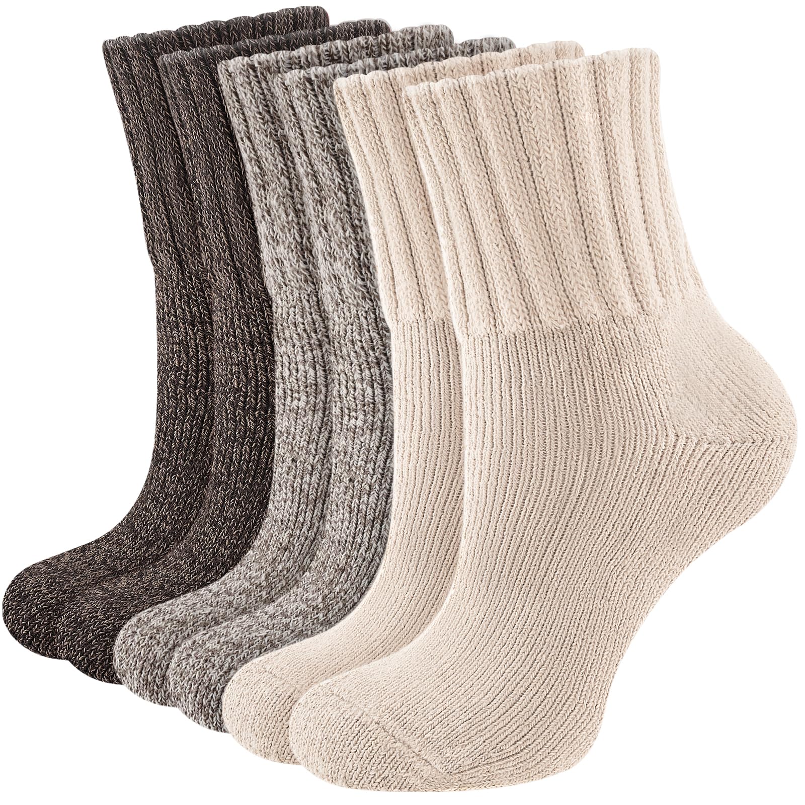 Thermal Socks for Women 3 Pairs Warm Thick Full Cushioned Knit Winter Crew Wool Boot Socks Cozy Gift
