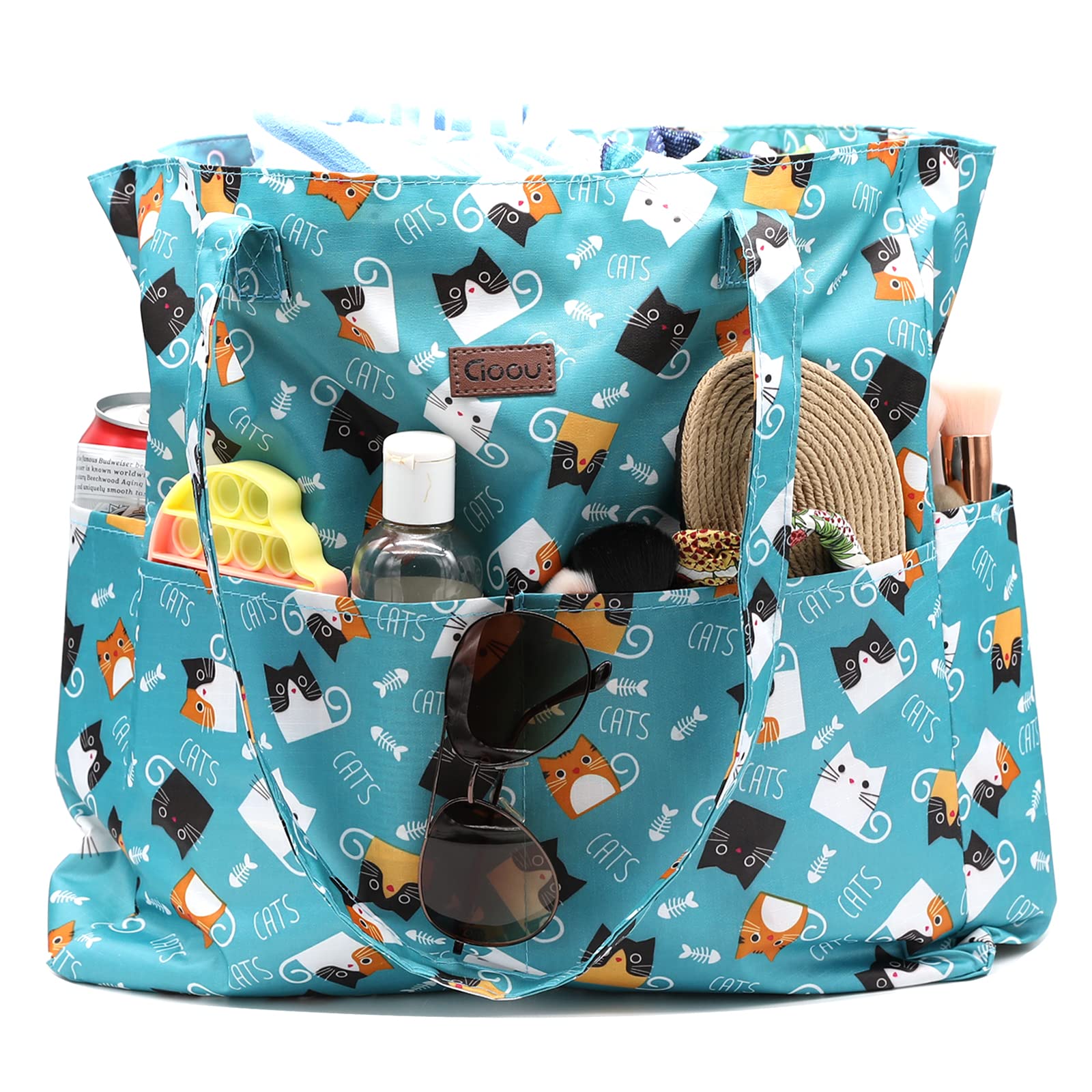 CIOOU Waterproof Beach Bag Tote Shoulder Bags for Gym Pool Beach Travel-100% Waterproof Large Lightweight and Top Zip