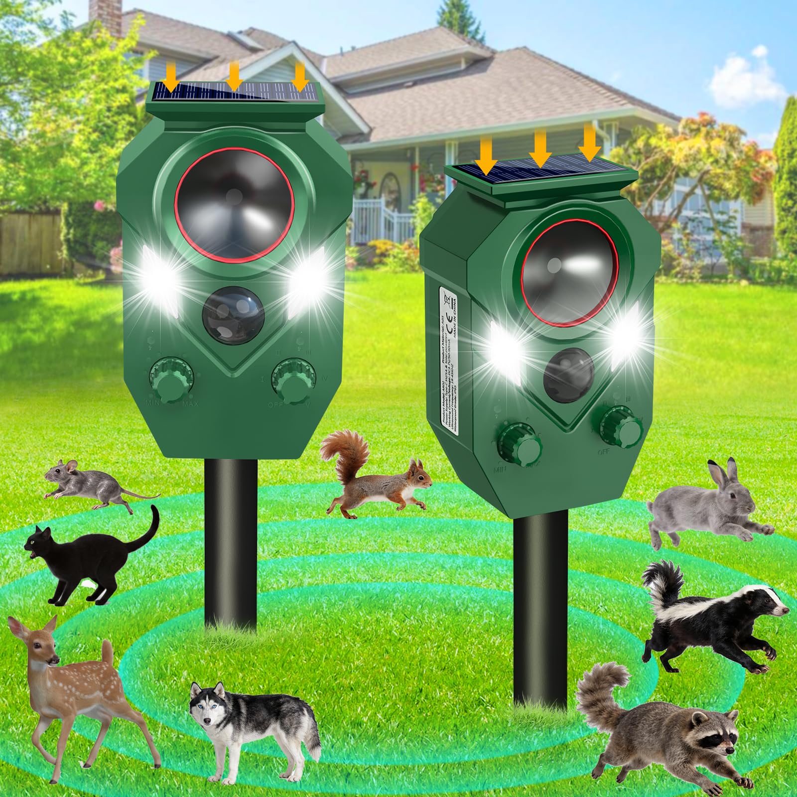 YOHHOS Ultrasonic Animal Repeller 2-Pack