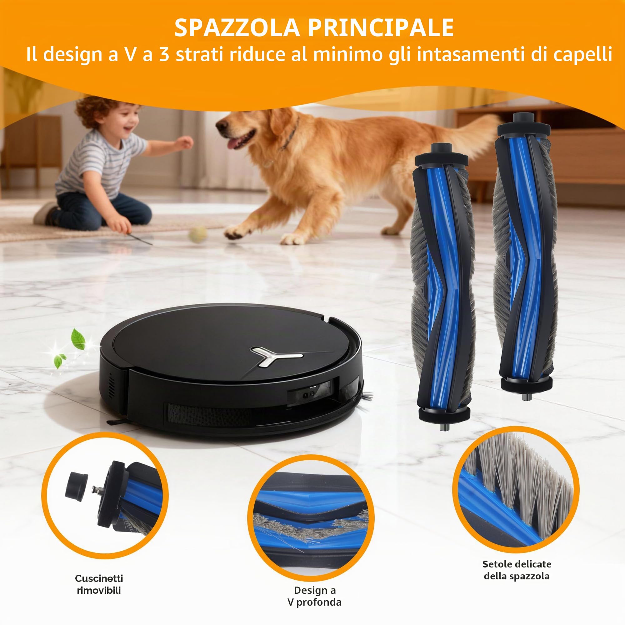 25 Pezzi Accessori per Ecovacs Deebot T50 Omni/T50 Pro Omni/T50 Pro Omni Gen2, Kit Ricambi per Aspirapolvere Robot con Spazzole, Filtri Hepa, Panni Mocio e Sacchetti Polvere