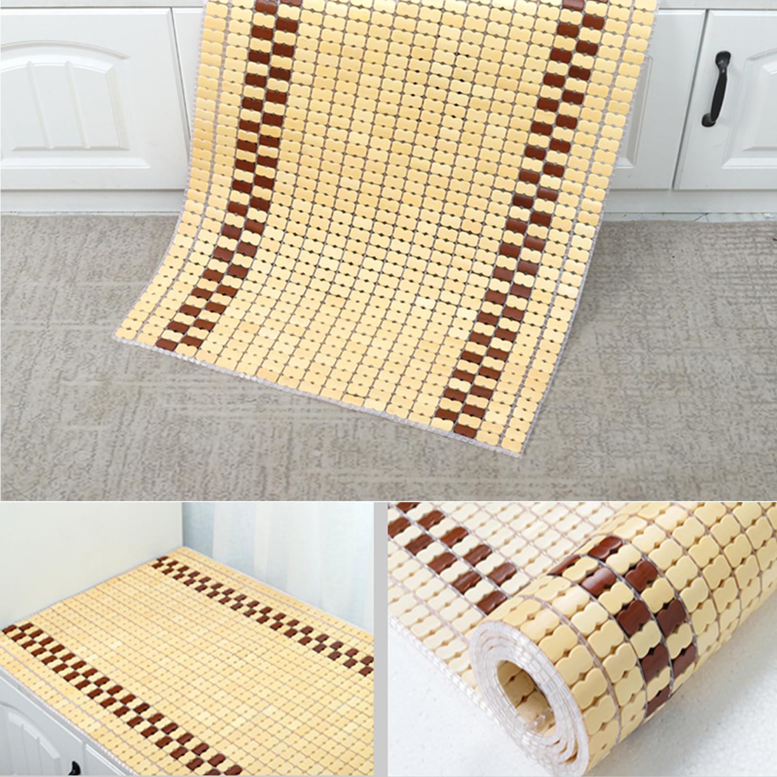 Almohadilla de bambú para colchón de enfriamiento natural, transpirable, plegable, para aire acondicionado, para cama Mahjong, suave y refrescante (55 x 130 cm)