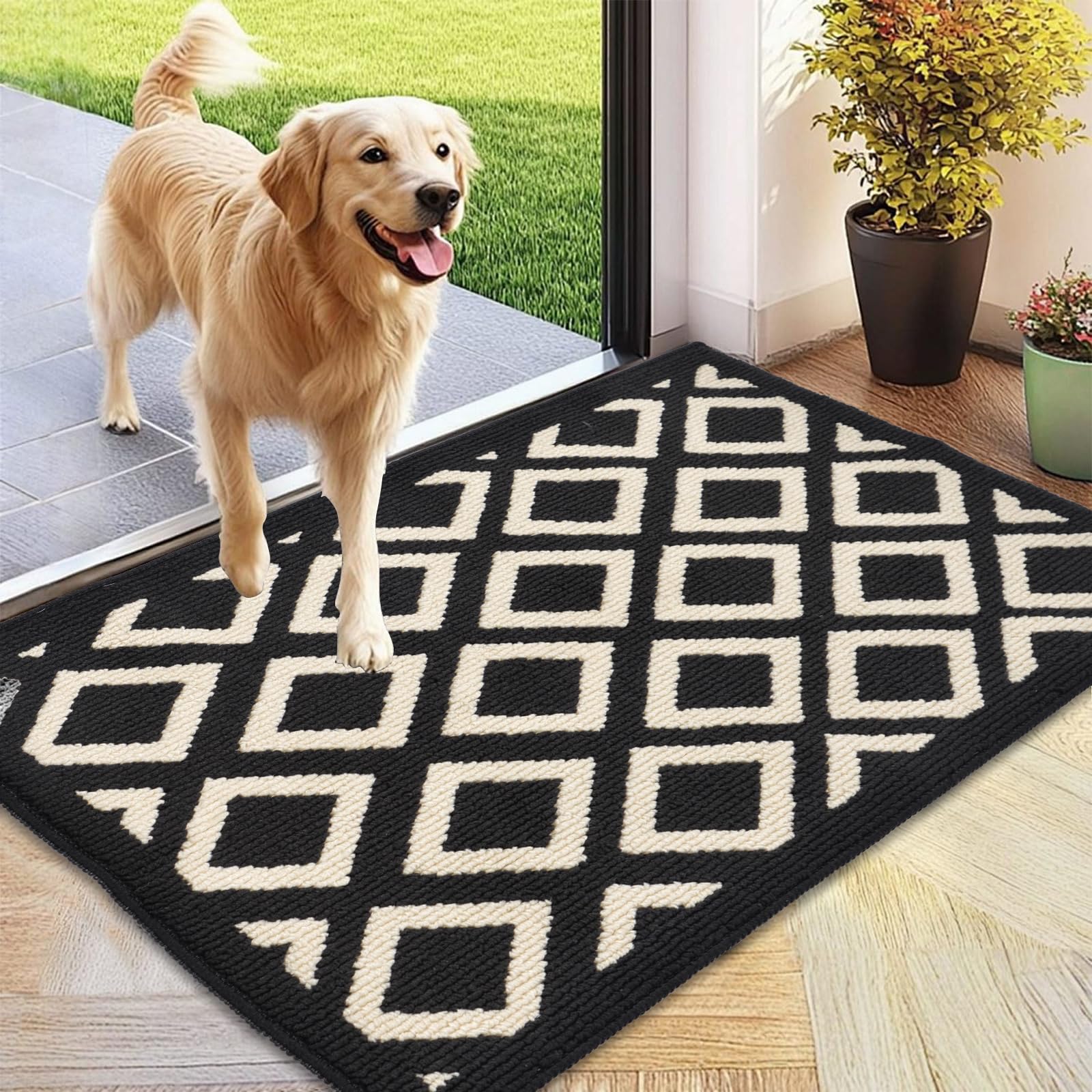 OTraki Felpudo de Entrada 60x90cm, Felpudo Entrada Lavable en Lavadora Felpudo Interior con Base Antideslizante de TPR Alfombra con Microfibras Suaves Absorbentes para Perros, Entrada, Cocina