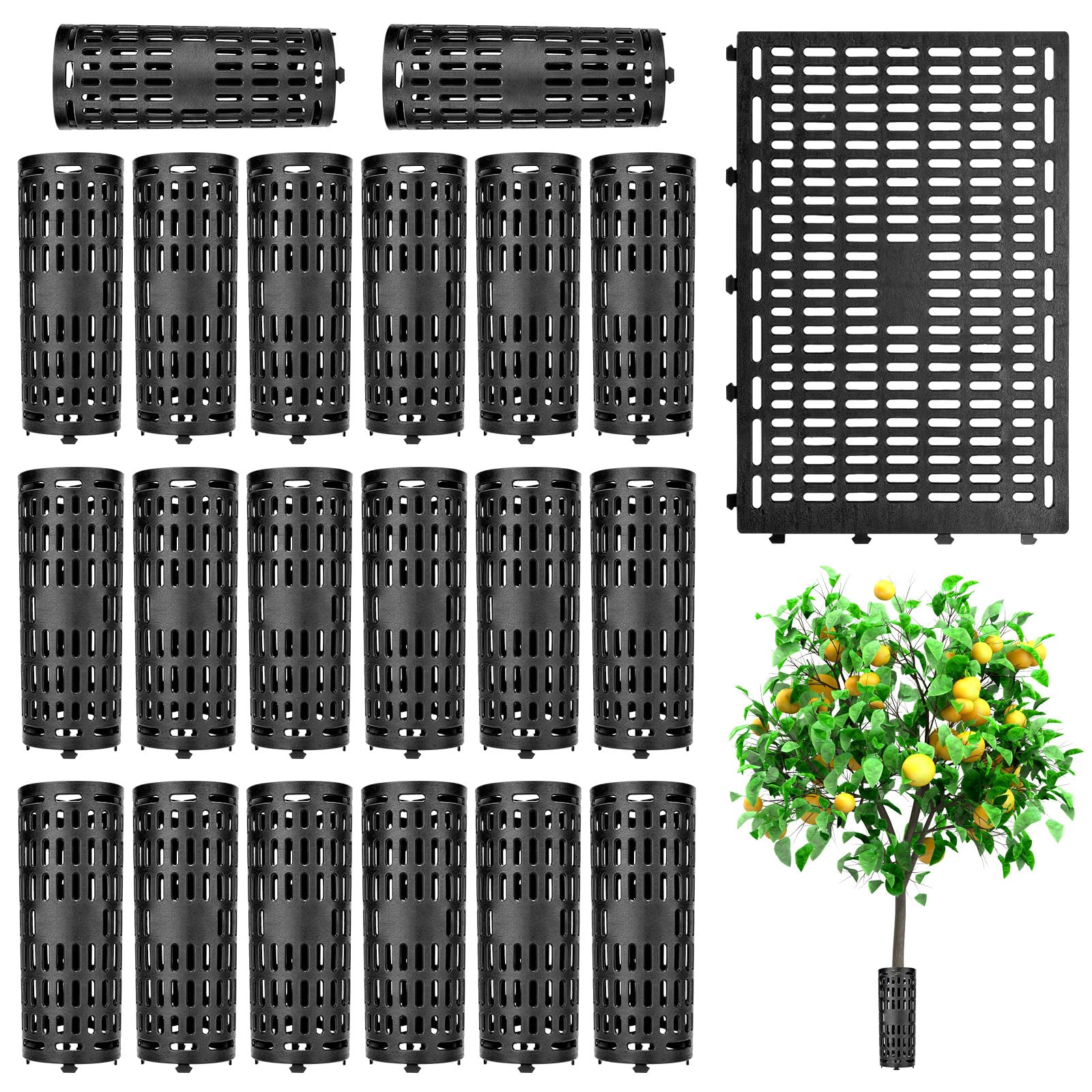 LZMDISU Tree Trunk Protector - 20 Pack Expandable Tree Bark Protector, Plant and Tree Guard Protector Easy to Use, Great Protection from Trimmers, Mowers, Animals, Black