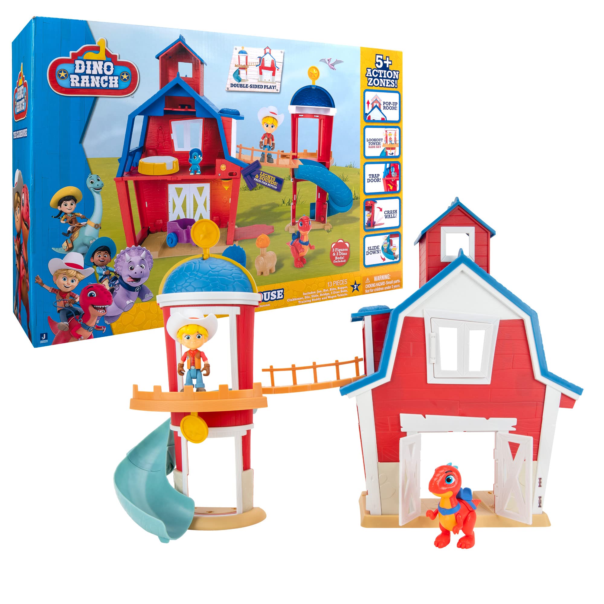 Giochi Preziosi Dino Ranch - Rich Clubhouse Playset with 5 Play Settings, Includes Two Mini Characters and Two Mini Dinos - Dna10000