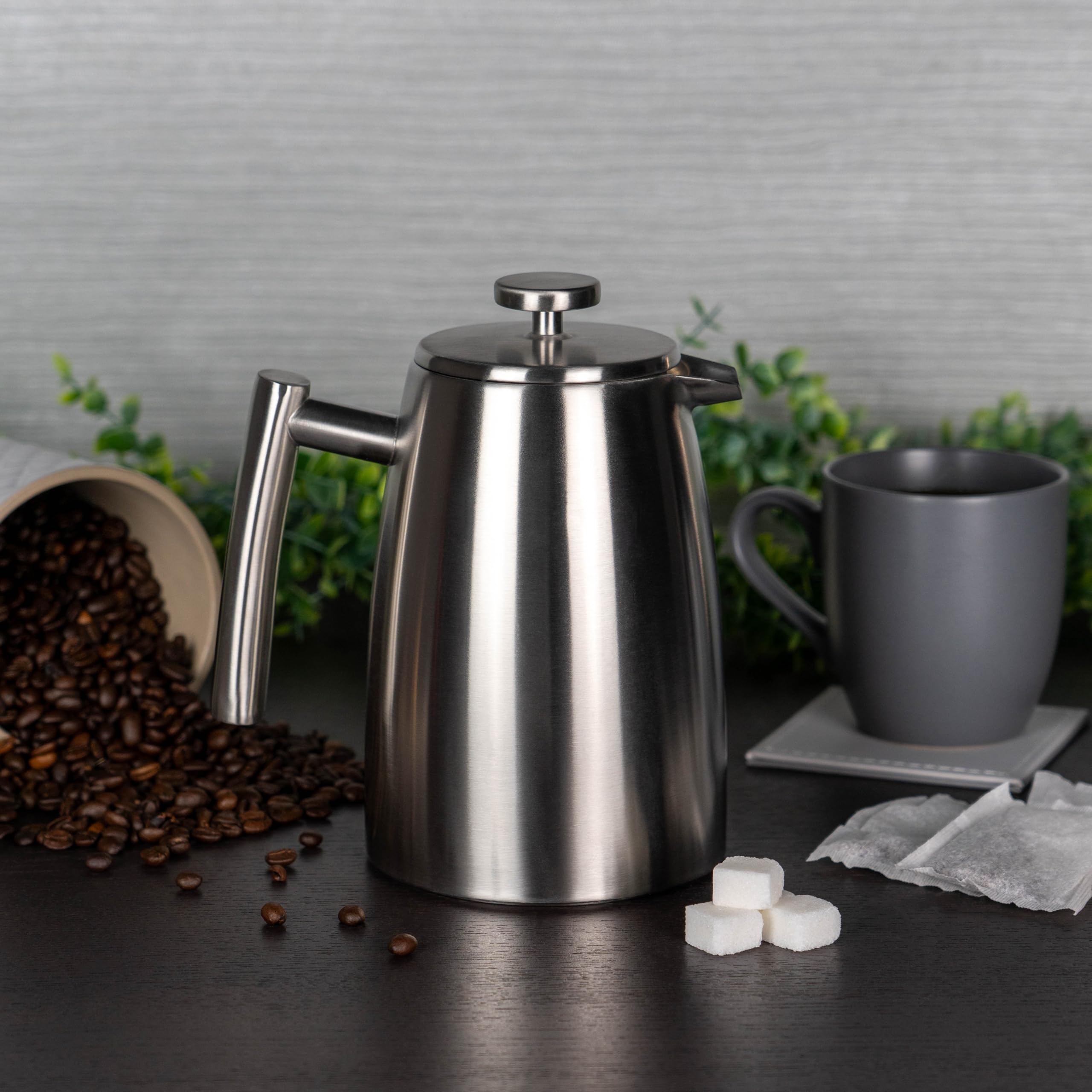 Café Stål Belmont Cafetiera a Doppia Parete da 16 Tazze / 2000 ml, Caffettiera a stantuffo in Acciaio Inossidabile 18/10, Caffettiera con Finitura a Specchio e Manici Resistenti al Calore