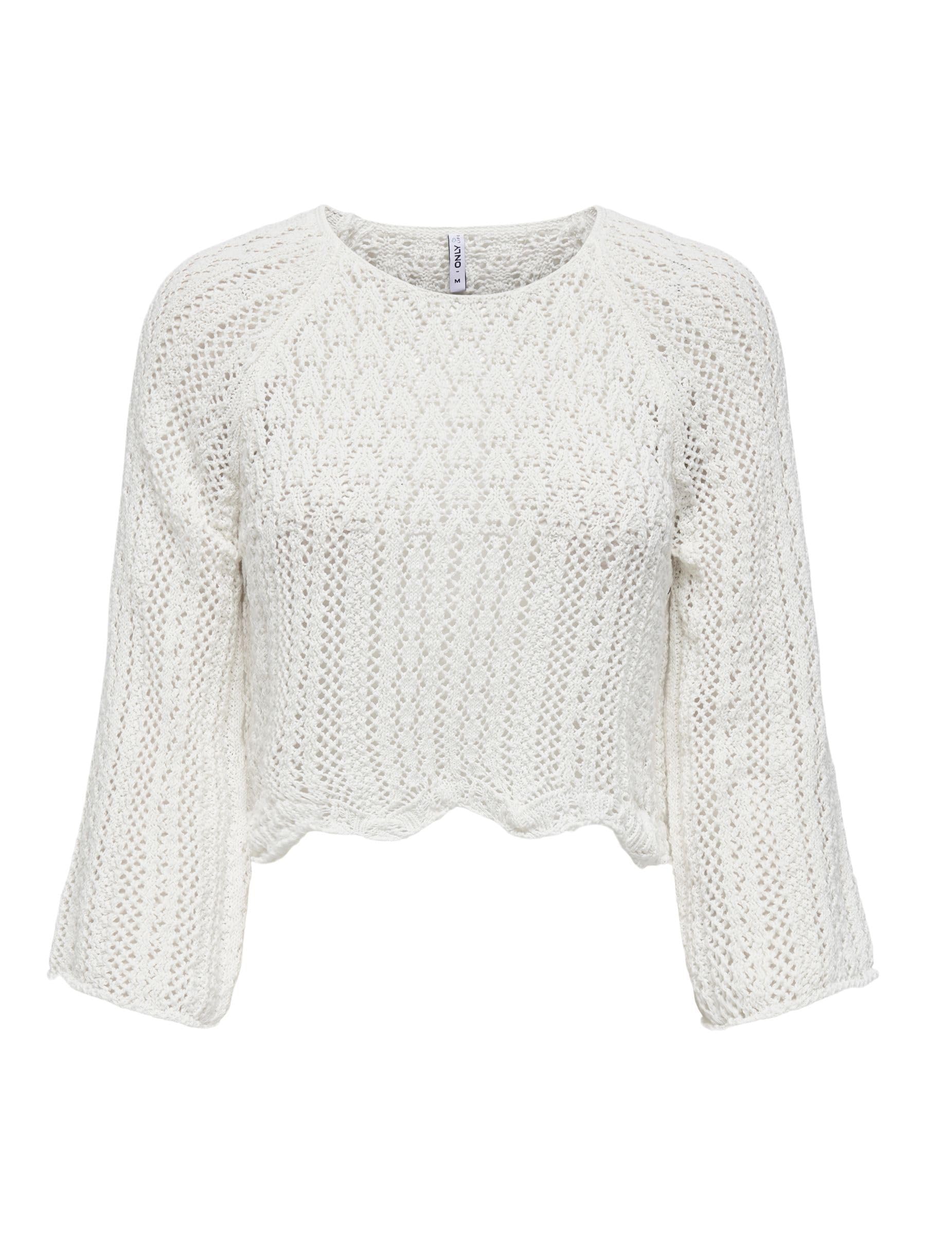 ONLY Women's ONLNOLA Life 3/4 Pullover KNT NOOS Pullover Sweater, Cloud Dancer, M