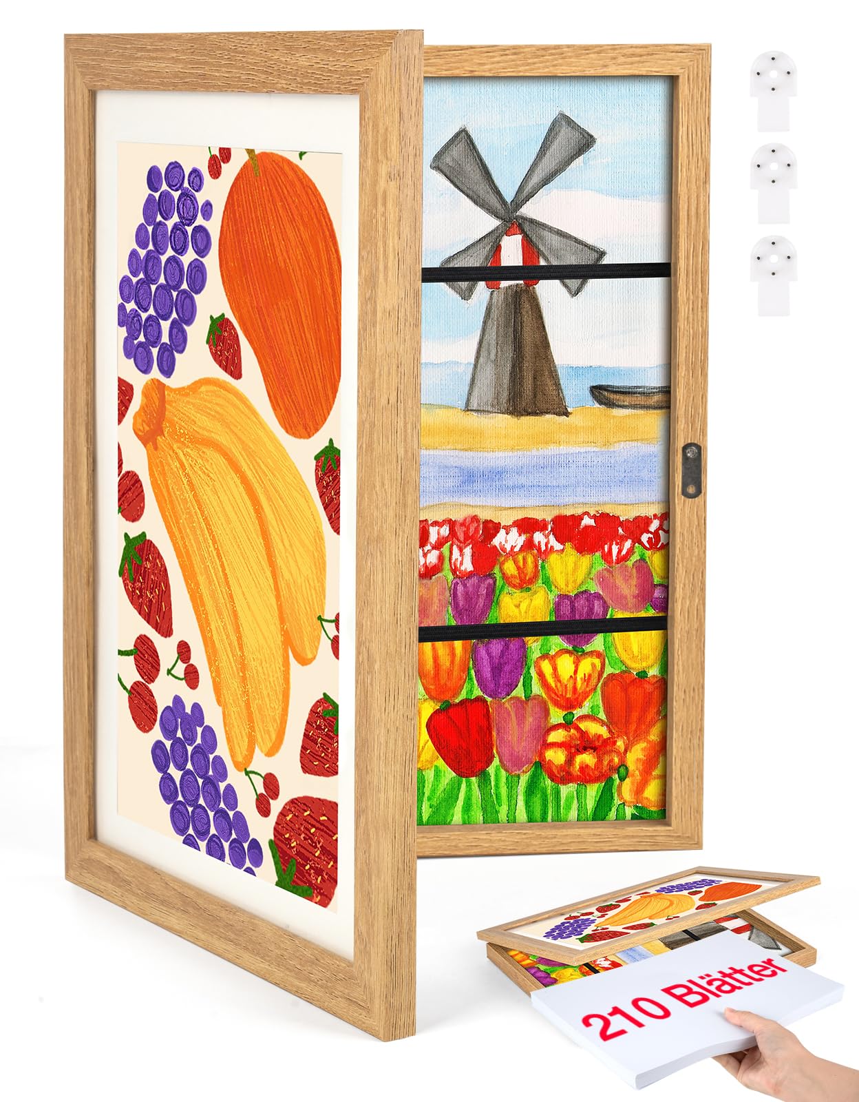 Joyshare A4 Bilderrahmen Kinderzeichnungen holz - Bilderrahmen Wechseln Kinderzeichnungen 25x34x4 cm holz eiche 1 Stück (Dickes)