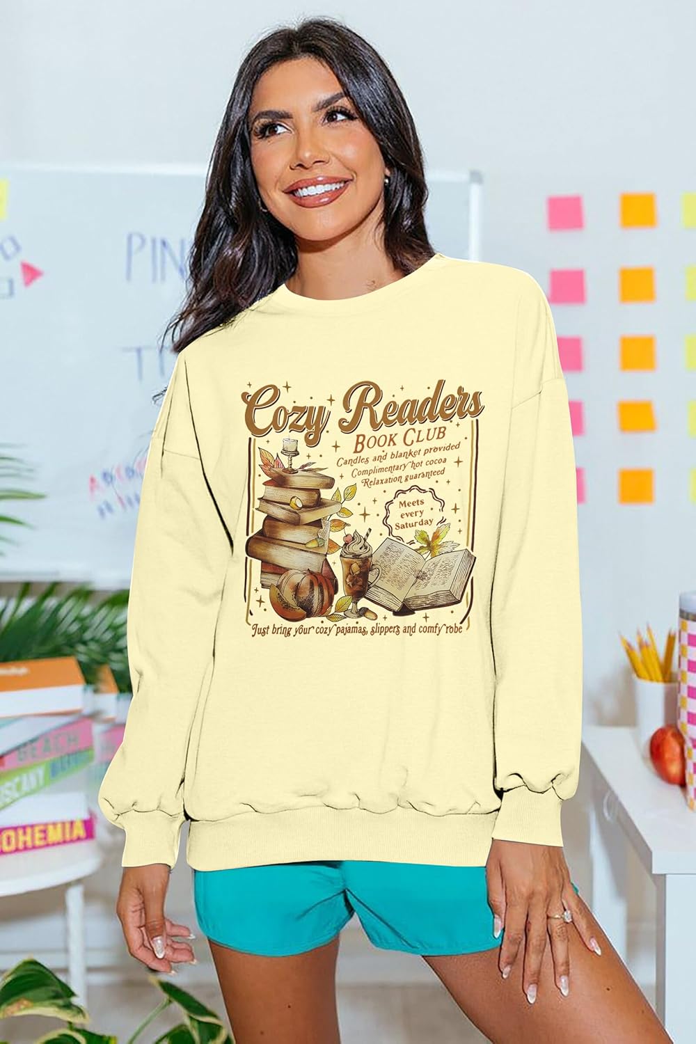 ALLTB Book Sweatshirts Women It’s a Good Day to Read Book Graphic Shirt Bookish Teacher Reading Pullover Long Sleeve Top - Image 2