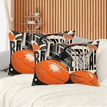 Rugby Pillow Shams Standard Size, Basketball Pillow Covers 20"x26", Set of 2, Soft Microfiber Sport Game Theme Pillowcases with Zipper Closure, for Couch Bed Sofa Living Room