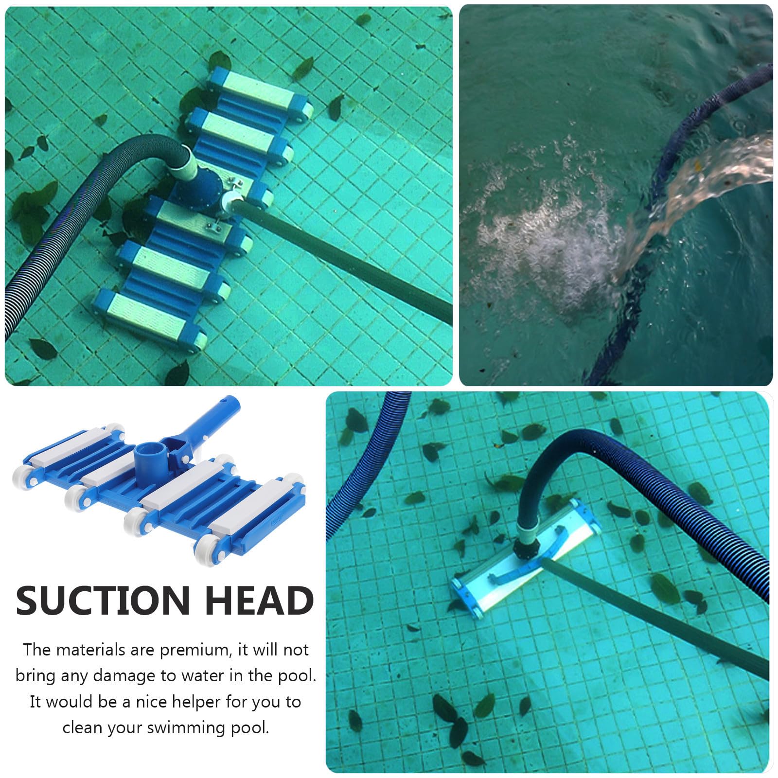 Cabezal de Succión de Piscina Herramienta de Limpieza de Piscinas para Limpieza Interior y Exterior Ruedas Antideslizantes Fácil de Instalar y Material Abs Resistente