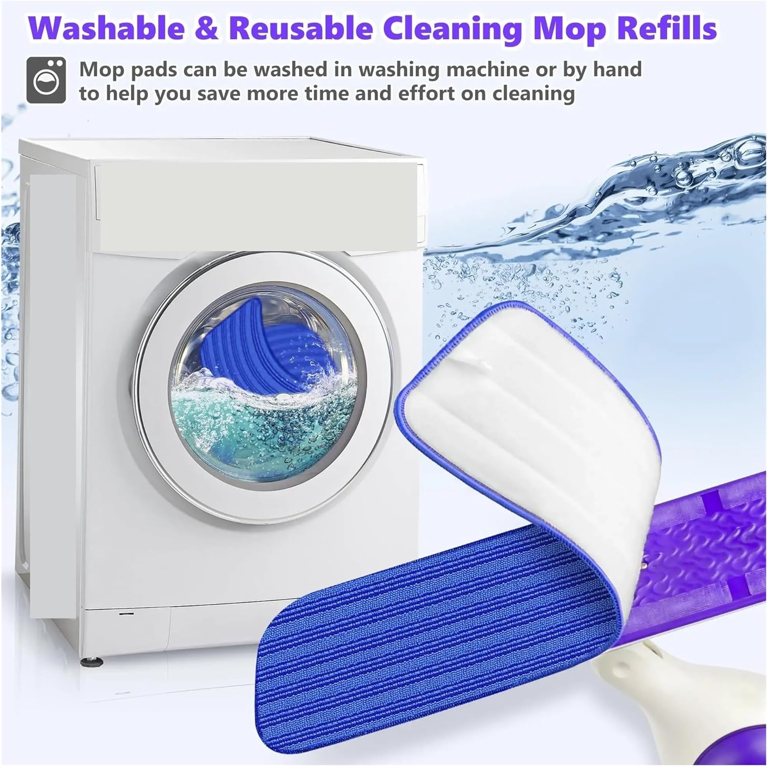 Reusable Mop Pads Compatible With Swiffer Power,Washable Floor Mopping Refills(3 Pcs(C))