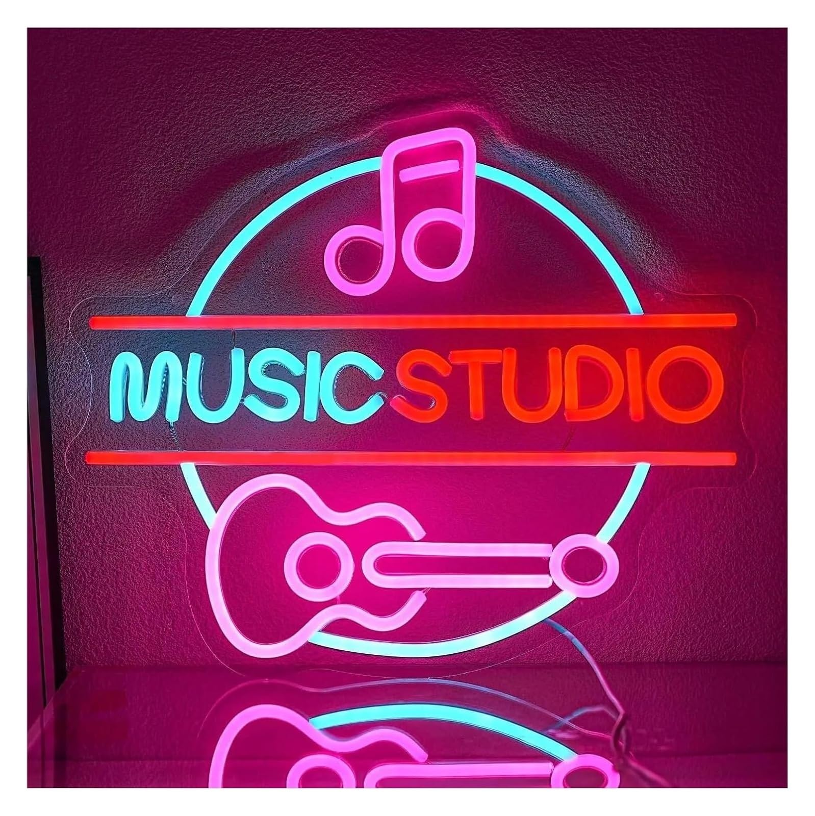 Letrero de neón para estudio música, con alimentación eléctrica, Para ideal para decorar una ventana