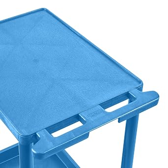 LUXOR BUSTC222BU Multipurpose Utility Cart with Three Flat Shelves, Ergonomic Push Handle, 300 lbs. Capacity, Blue