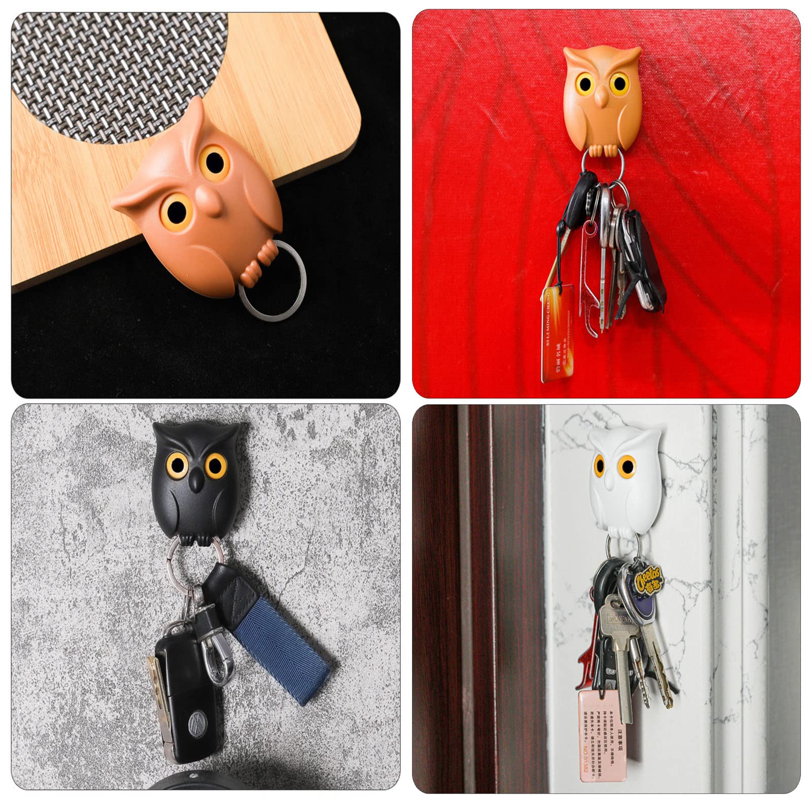 3 Portachiavi A Muro A Forma Di Gufo - Con Occhi Che Si Aprono/Chiudono, Design Divertente - Foto 10