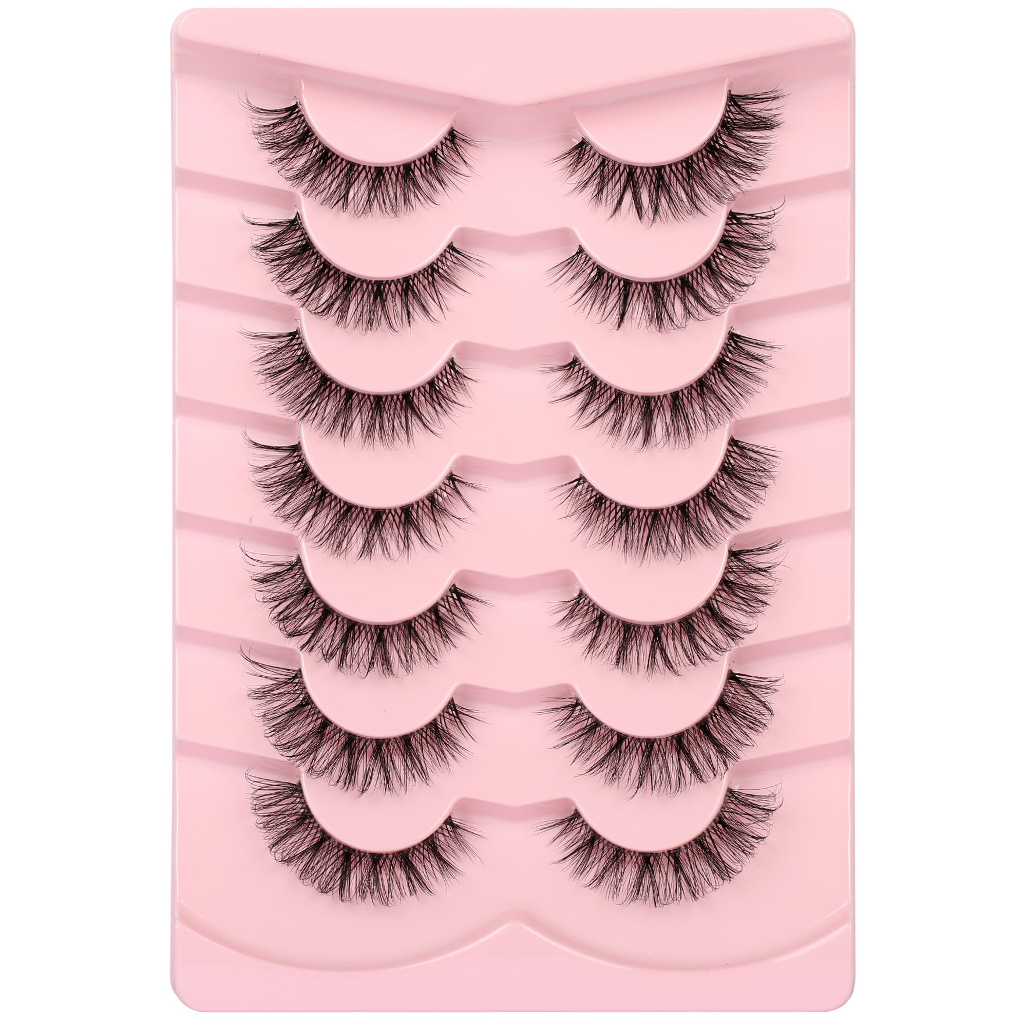 False Eyelashes 6D Lightweight Natural Comfortable Demi Wispy Cat Eye Lashes Clear Band Daily Eyelashes Strips Fluffy Soft Faux Mink Strip 7 works Lashes Fake Eyelashes Packs by Himirell - Image 4