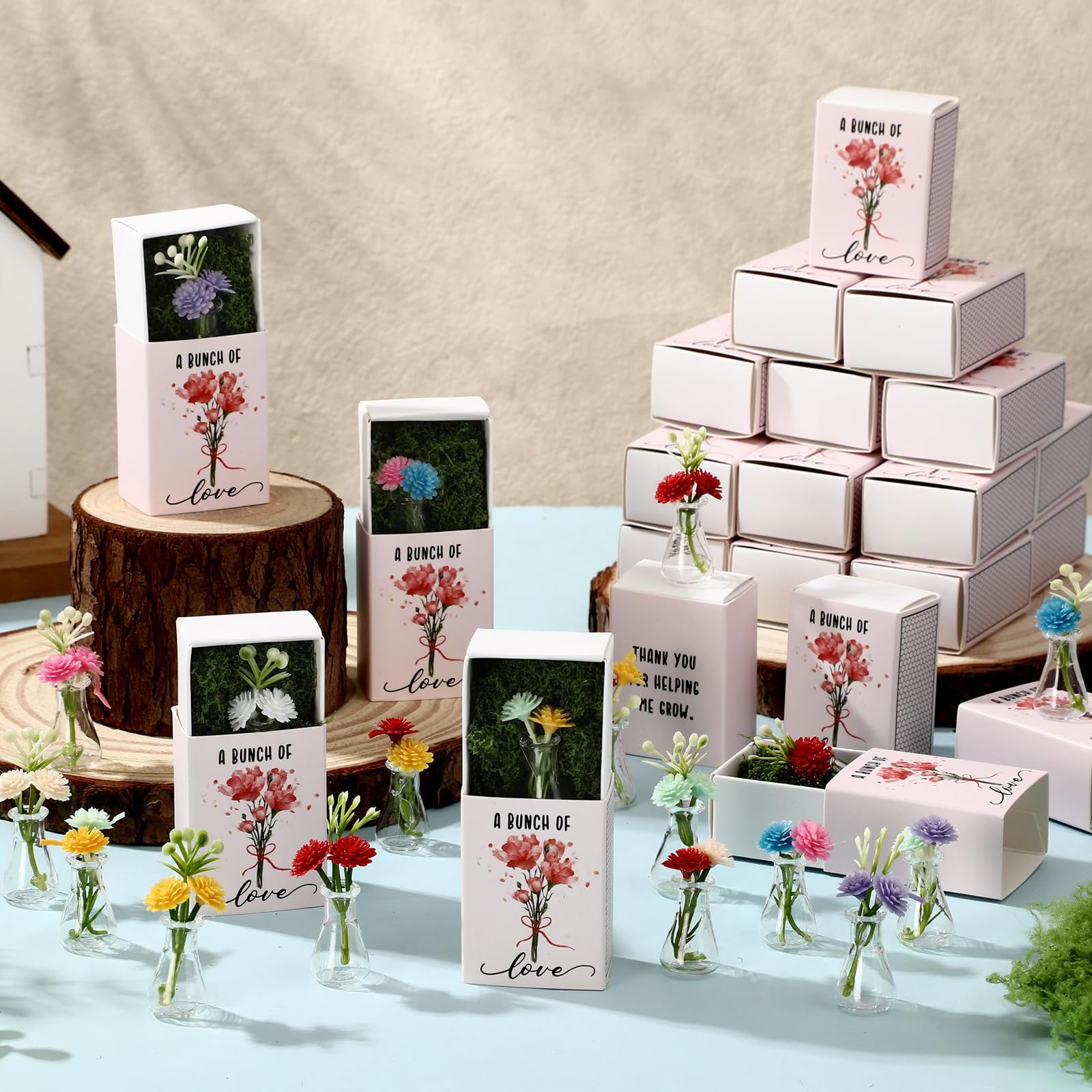 Oneant 24 Sets Employee Appreciation Gifts Bulk Luminous Mini Vases - View #2