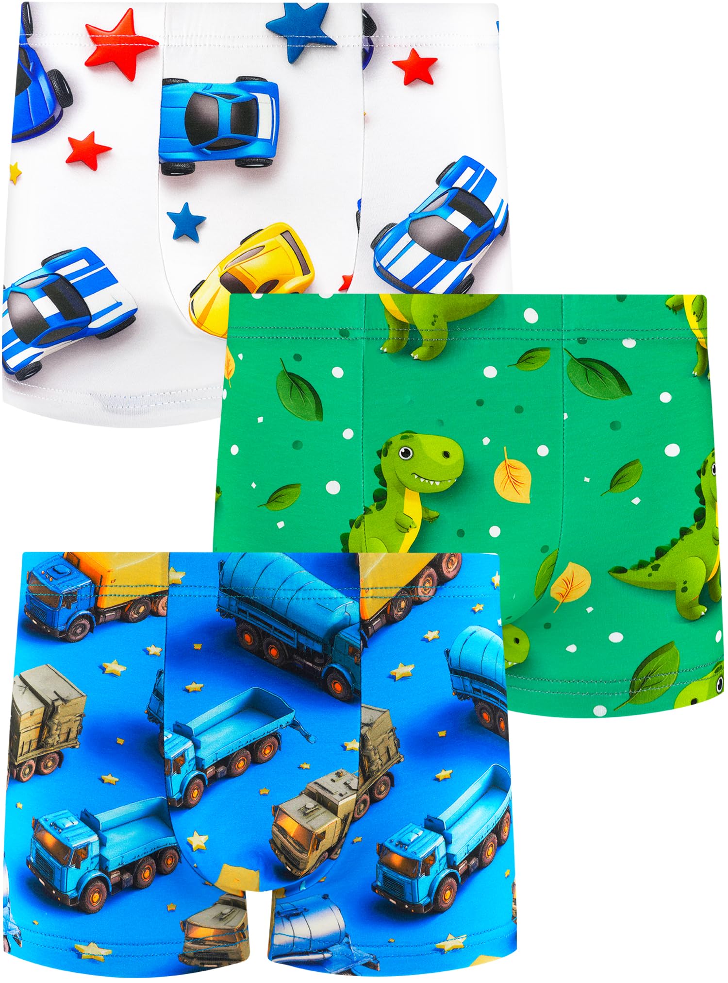 Boys 3D Underwear Soft Cotton Tagless Panties for Toddlers Little Kids Comfort Breathable Boxer Briefs 3-Pack