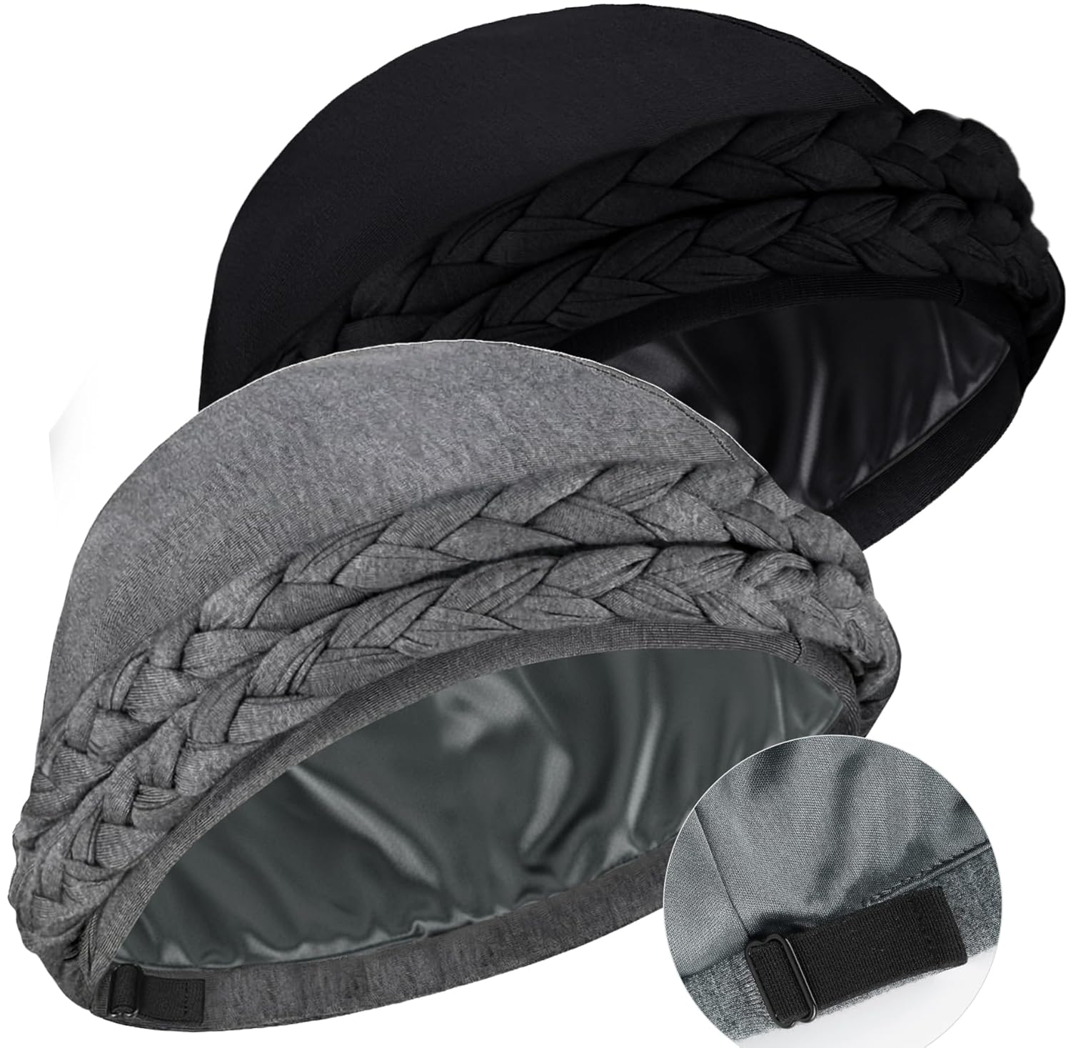 Babalet Halo Turban for Men Women Satin Lined Durag Skull Cap Pre-Tied Handmade Braids Tail Beanie Sleeping Bonnet