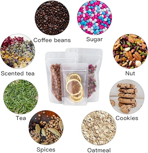 Miniatura 5 de 100 bolsas resellables, bolsas de alimentos mate de 5.5 x 8.7 pulgadas, bolsas de almacenamiento de alimentos con cierre de cremallera para