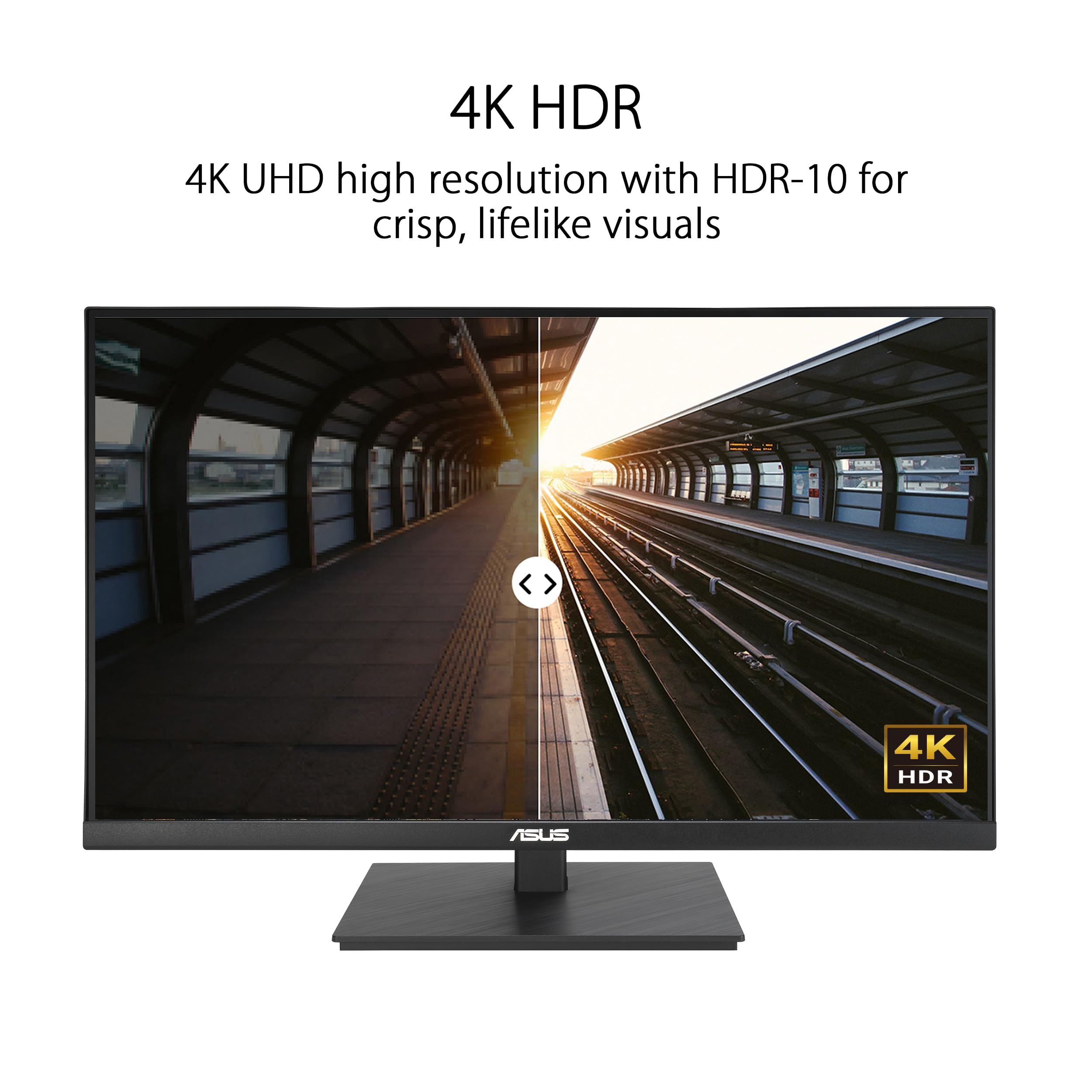 ASUS VA27UQSB - Monitor Profesional de 27", 4K UHD (3840 x 2160), IPS, HDR-10, DisplayPort, HDMI, antiparpadeo, Filtro de luz Azul, diseño ergonómico, montable en Pared, sostenibilidad ecológica