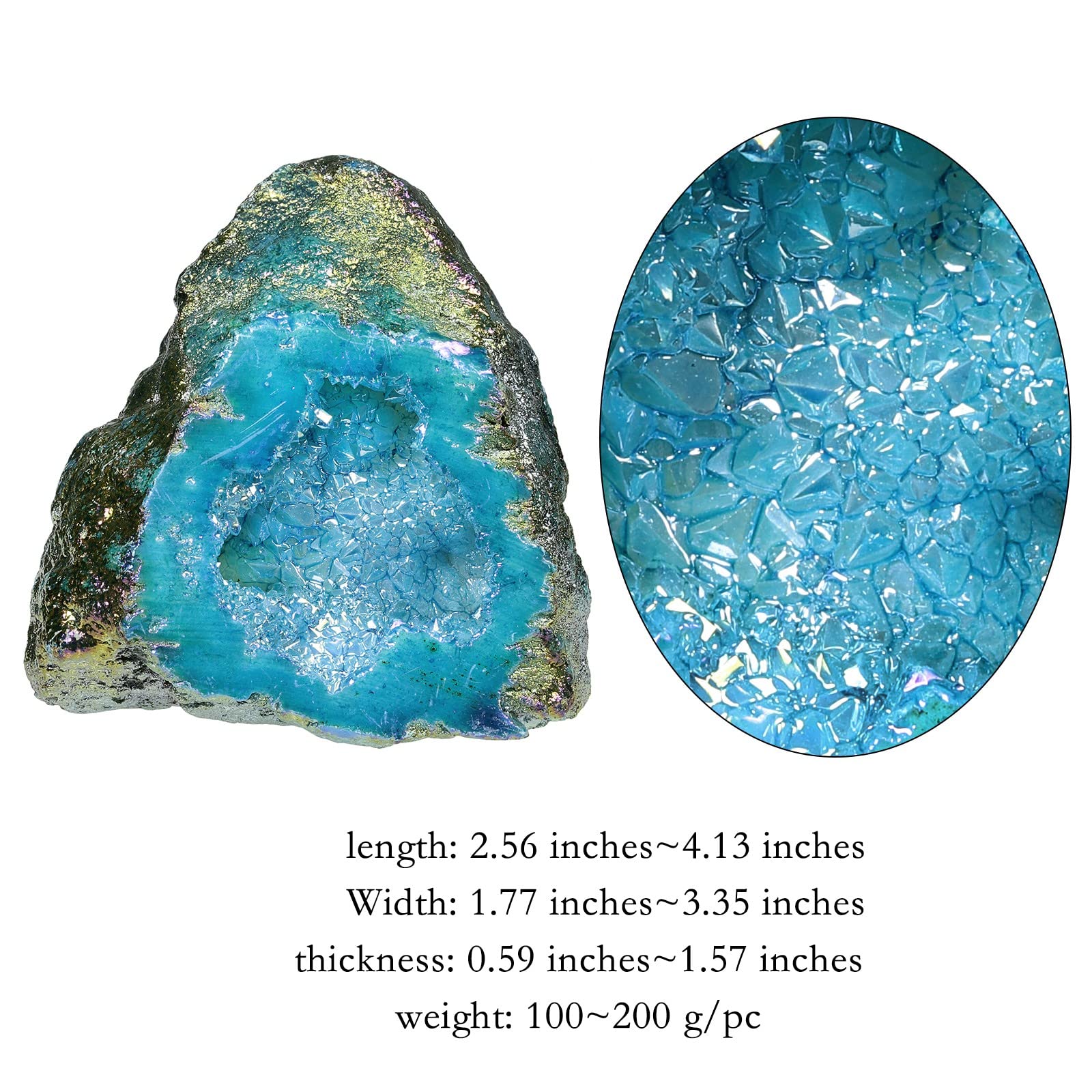 KYEYGWO Titanium Coated Natural Crystal Raw Geode Stone - Image 2