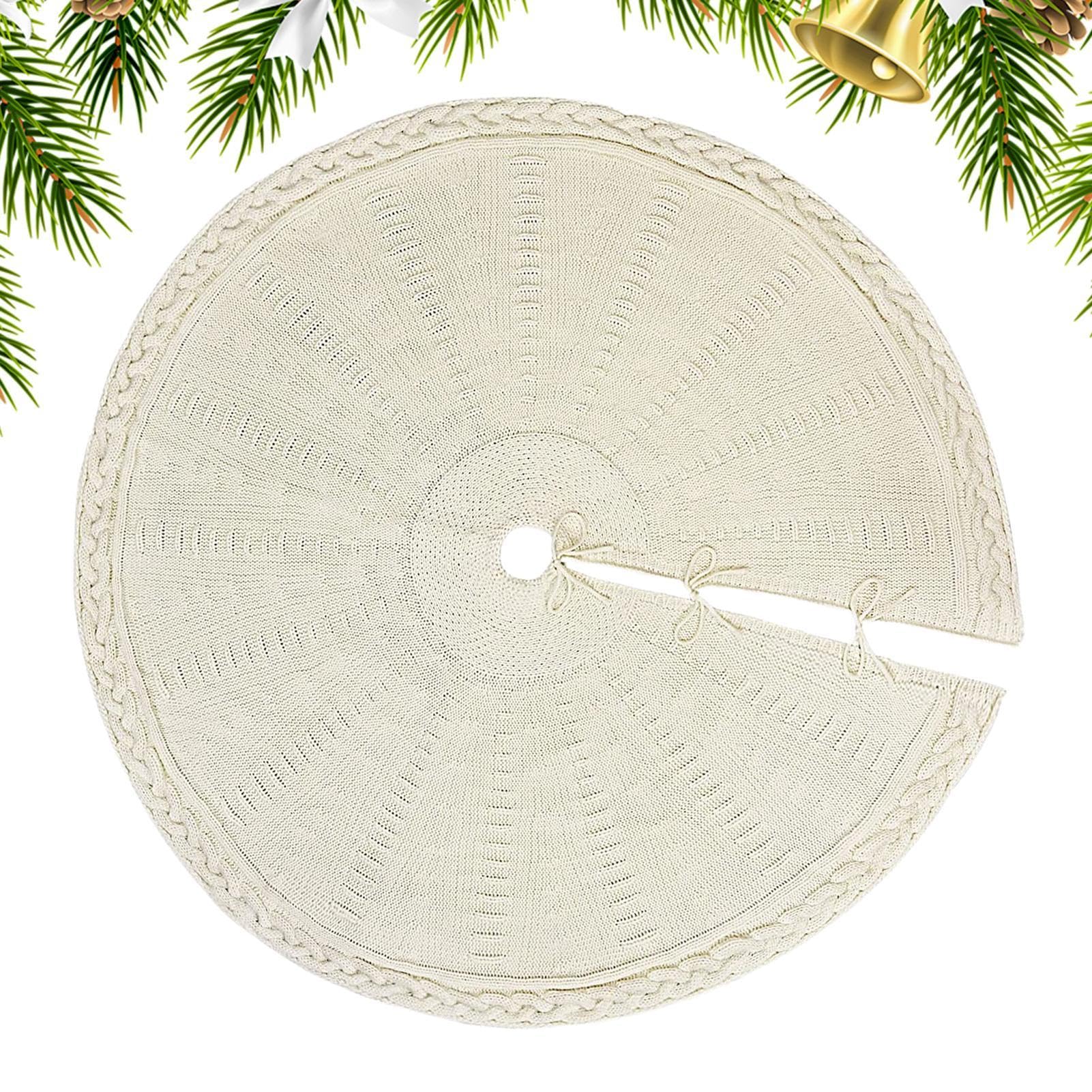 Jupe de sapin de Noël en gros fils tressés tapis haut de gamme rouge et blanc