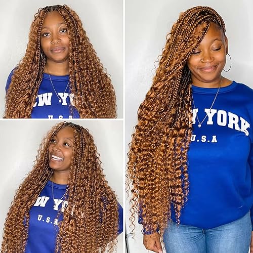 Miniatura 6 de Cabello humano trenzado a granel, cabello humano virgen ondulado profundo, cabello trenzado para trenzas bohemias bohemias sin nudos, marrón, sin