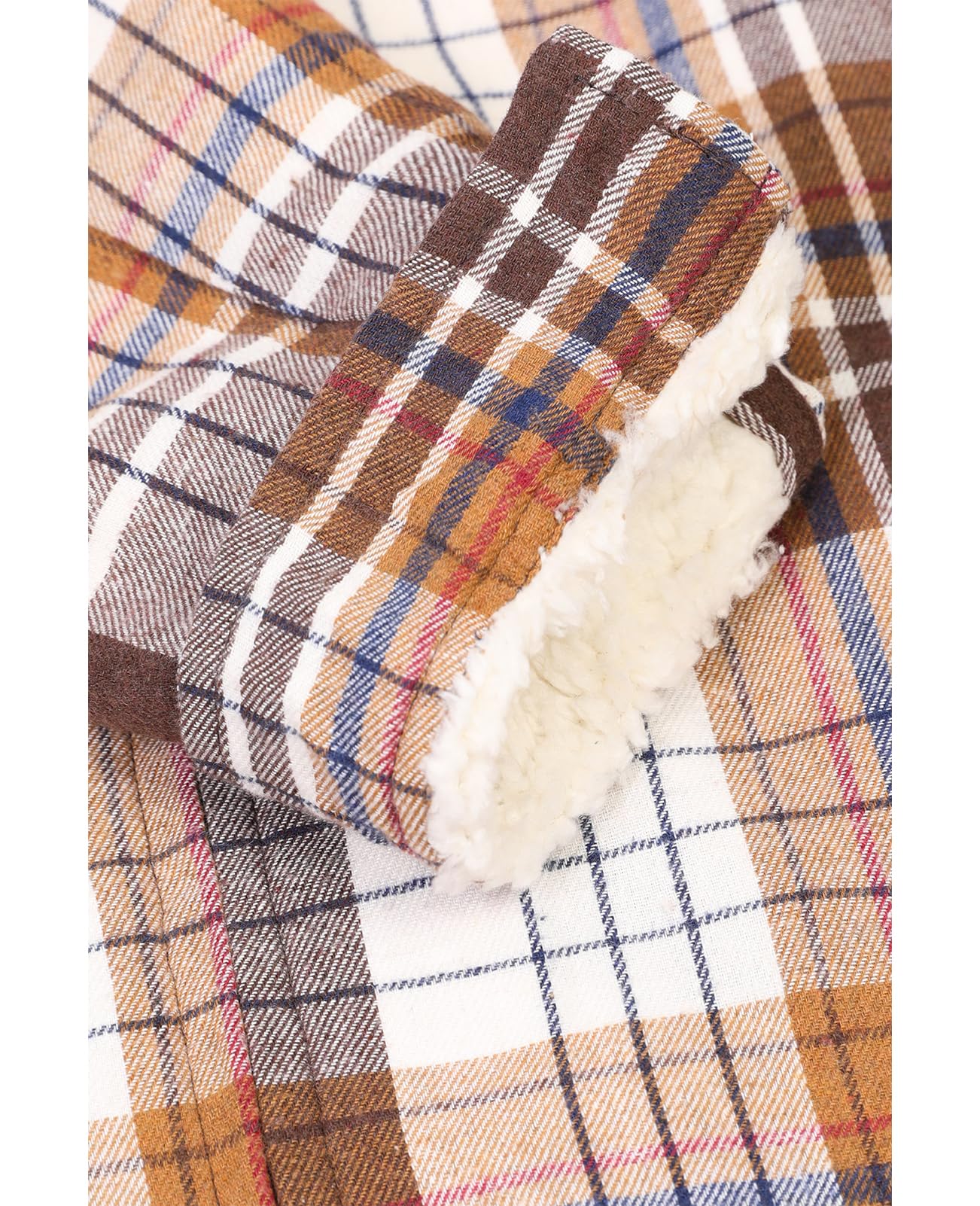 ZENTHACE Flanell-Hemdjacke mit Kapuze für Damen, Sherpa-Futter, durchgehender Reißverschluss, für Herbst und Winter, kariert