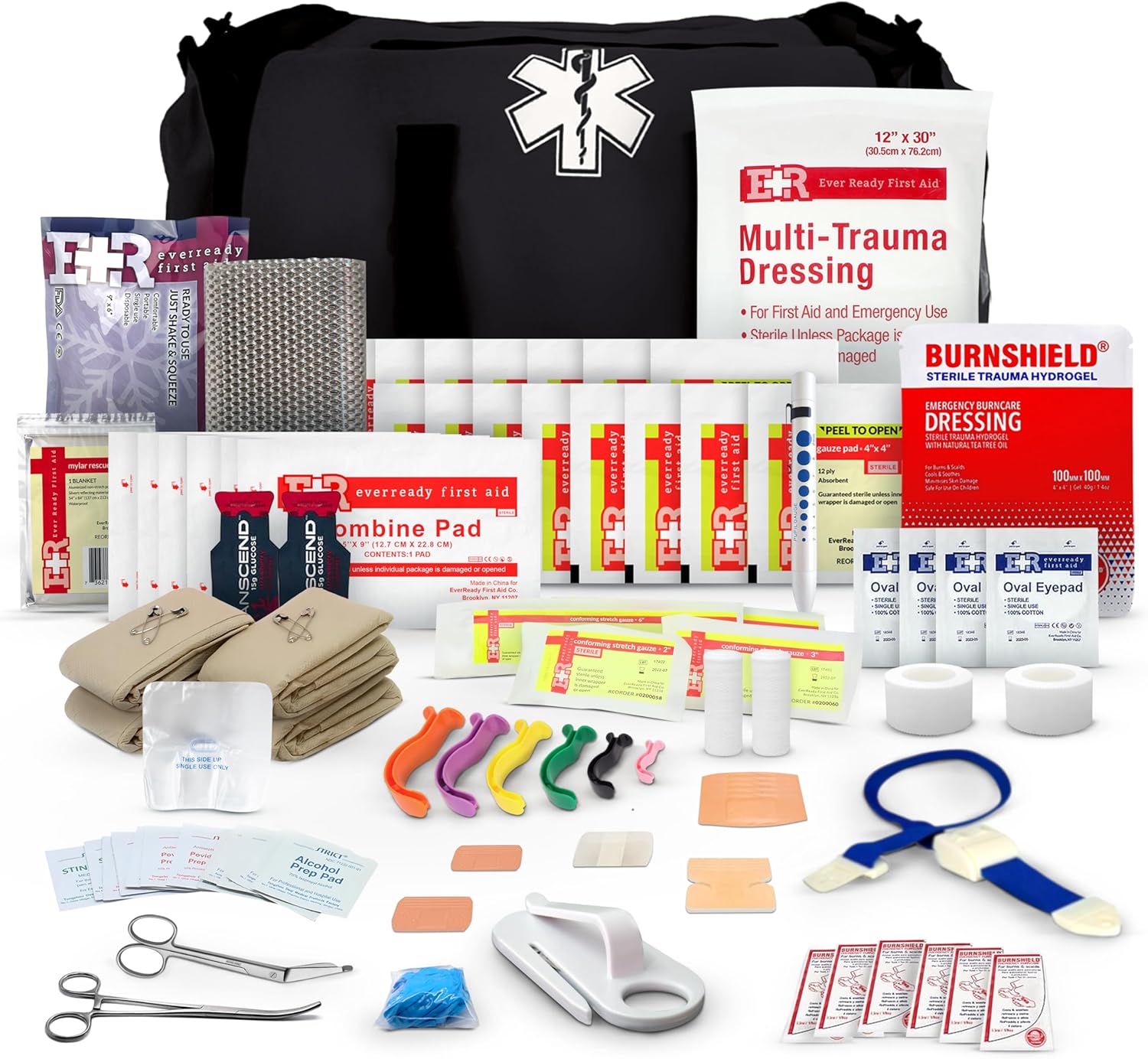 First Responder Trauma First Aid Kit Bag – Fully Stocked Emergency Medical Kit for Workplace, Vehicle & Home – OSHA & ANSI Compliant – Portable – Tactical Black First Responder Trauma First Aid Kit Bag – Fully Stocked Emergency Medical Kit for Workplace, Vehicle & Home – OSHA & ANSI Compliant – Portable – Tactical Black