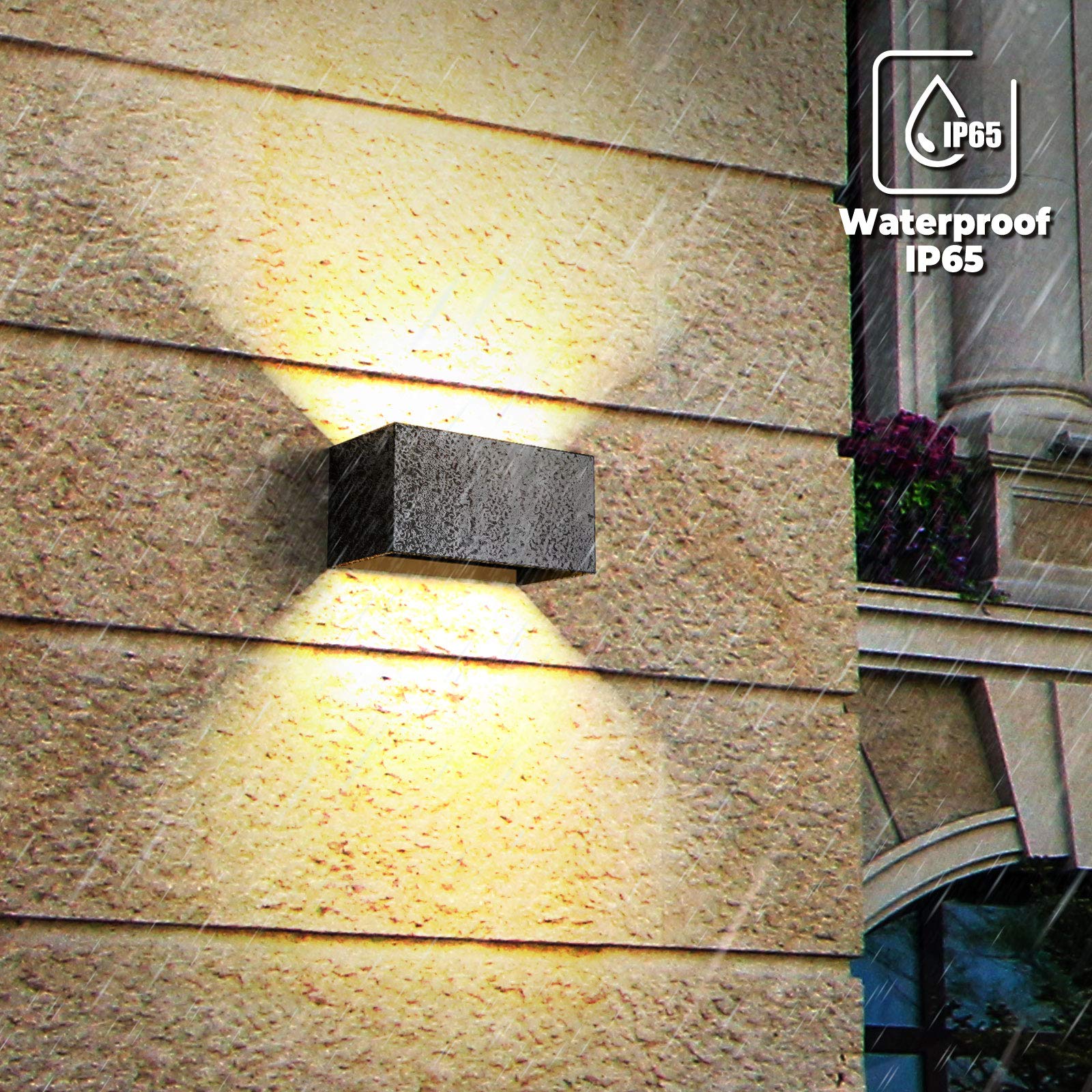 ENCOFT 24W Applique Esterno Interno COB LED, Lampada da Parete IP65 Impermeabile, Luce Bianco Caldo 3000K, in Alluminio Angolo Regolabile, Nero