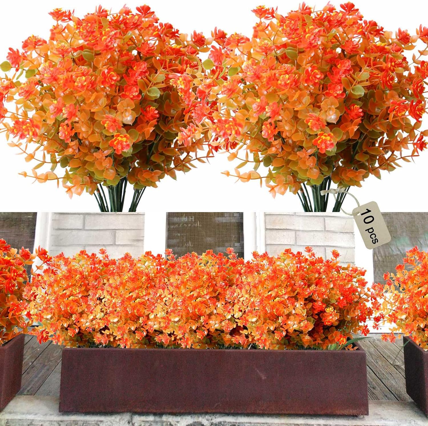 YXYQR 10 Bundles Outdoor Fall Artificial Flowers, Outside Fake Autumn