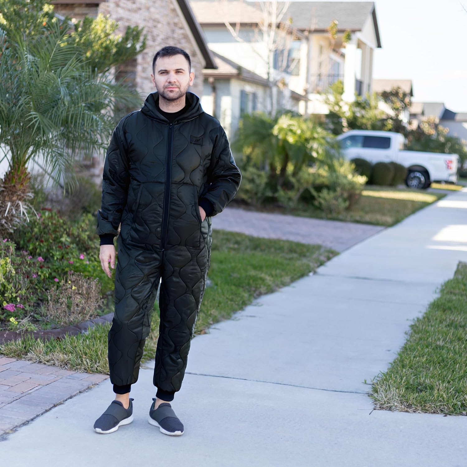 Woobie Plush One Piece, Adult Hooded Zip Up Insulating Layer - Field Jacket Liner Material