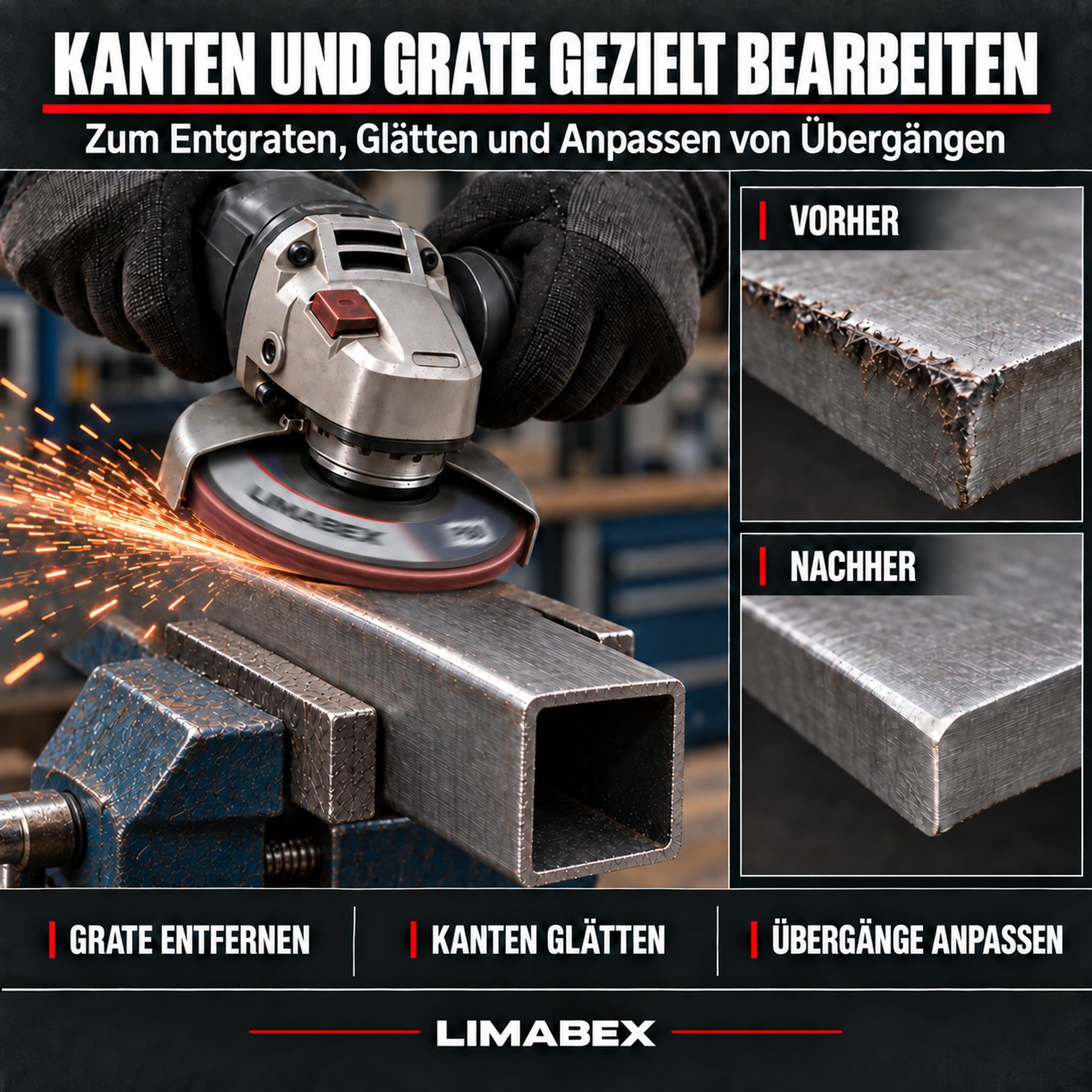 50x Fächerscheiben 125 Holz Korn 120 Metall 22,23 mm Winkelschleifer