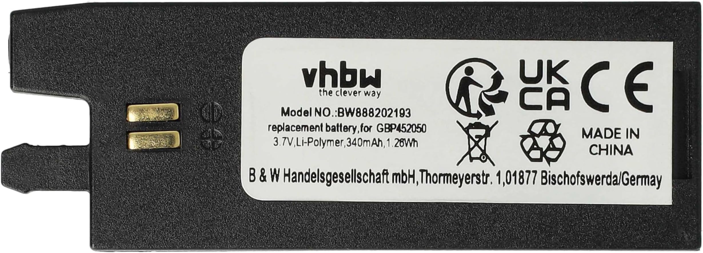 vhbwReplacement Battery compatible with Gibson Tronical G-Force E-tune, TronicalTune Plus Automatic Tuning System (340mAh, 3.7V, Li-Polymer)