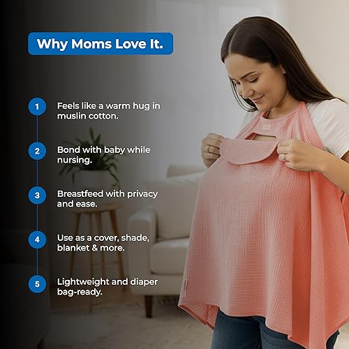 Miniatura 4 de Fundas de lactancia, 100% muselina de algodón orgánico. Transpirables, hermosas, privacidad completa. Fabricado por una madre. Empresa de EE. UU